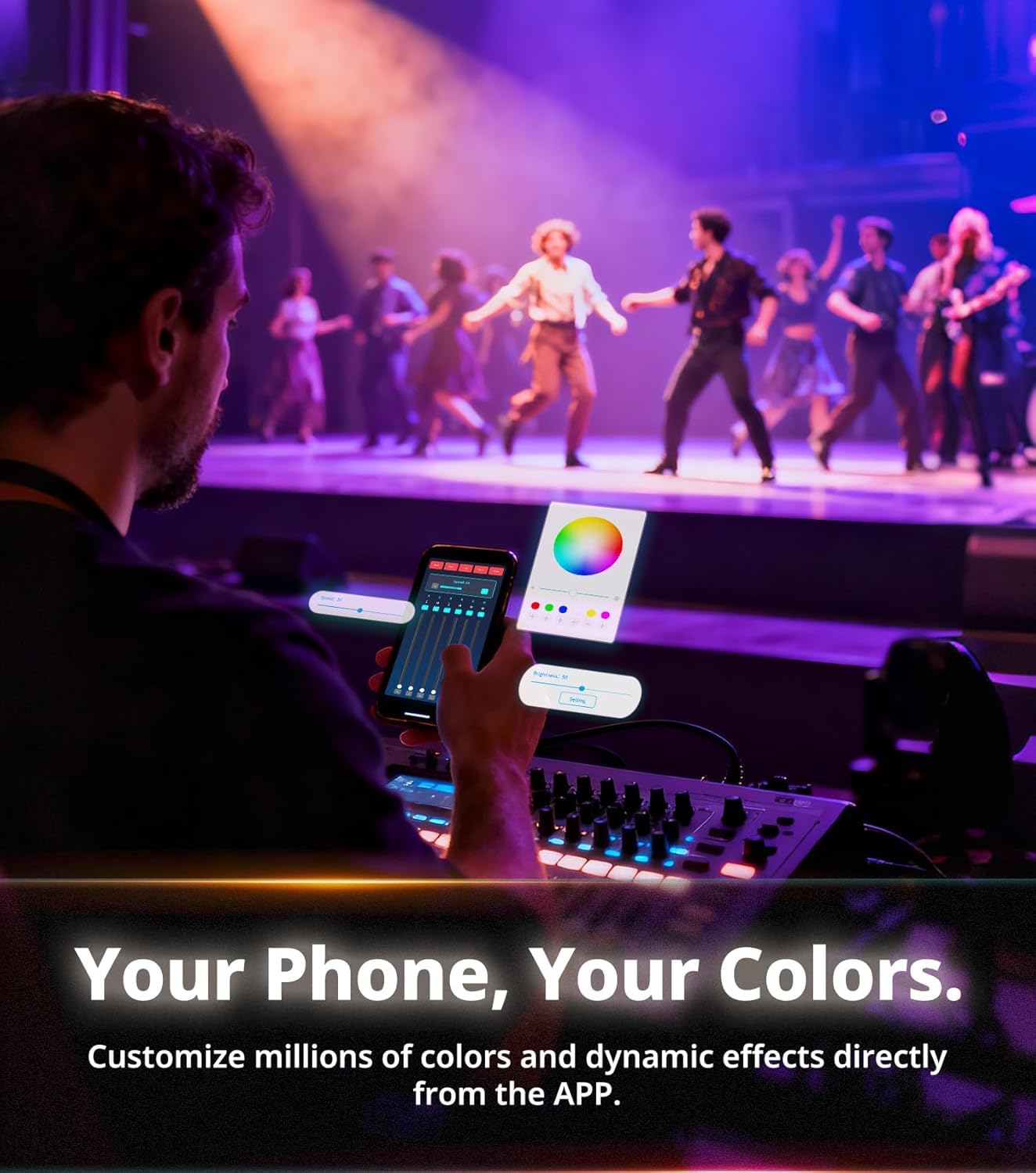 KeoBin 12x16W Rechargeable Par Lights, 8-Hr Battery Powered Uplights with DMX512/APP/Remote Control, RGBWA+UV Stage Lighting for DJ Shows, Party, Events