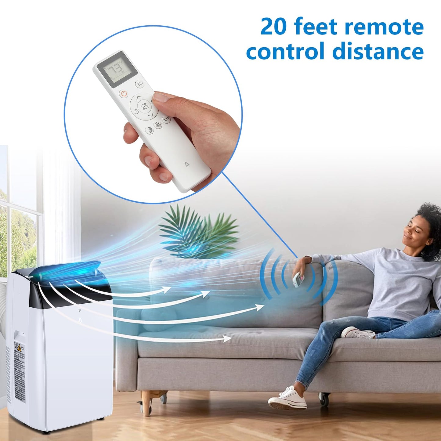12000 BTU Portable Air Conditioner, Cools up to 550 sq.ft, 3-in-1 AC Unit with Cooling, Dehumidifier & Fan, Quiet Portable AC with Remote Control, 24H Timer, Sleep Mode, Easy Installation, White