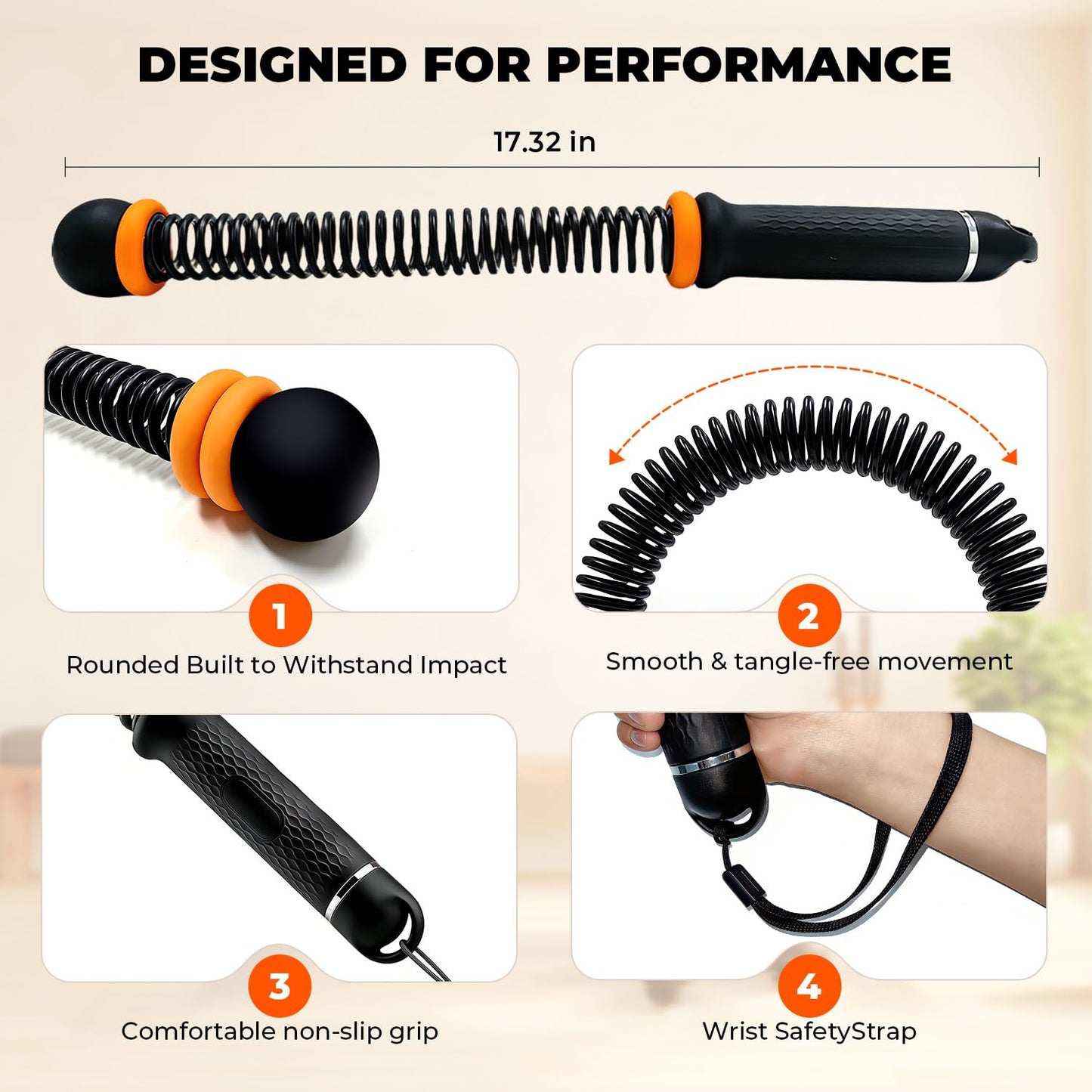 Poonoo Upgraded Ropeless Battle Ropes, Weighted Cordless Workout Equipment for Home Gym, Portable Full Body HIIT Cardio & Arm Strength Training, Low-Impact Fitness Exercise Heavy Gear for Men & Women