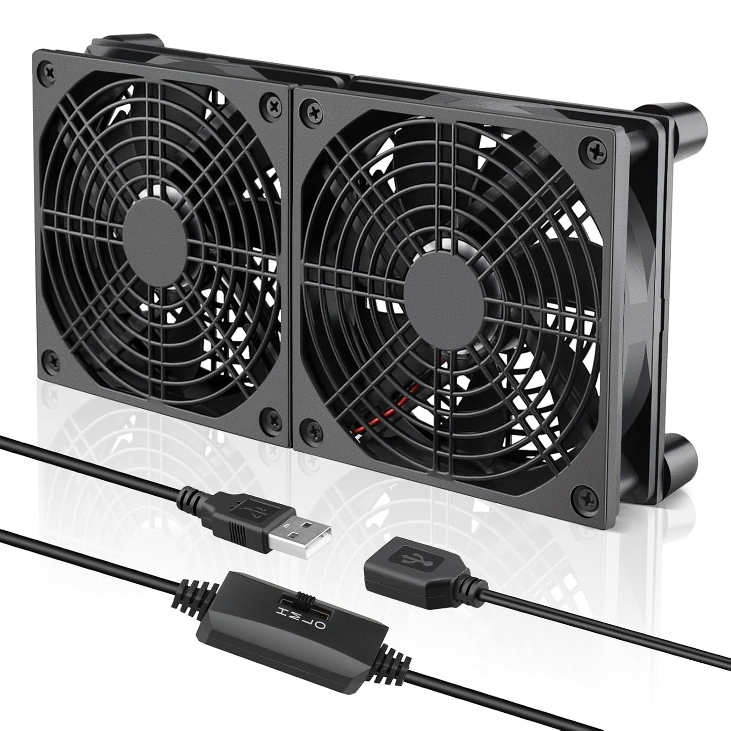 3 5V 120mm GDSTIME Quiet Router Fan Cooler with Speed Control, L/M/H, DC USB Powered Dual Computer Cooling Case Fan