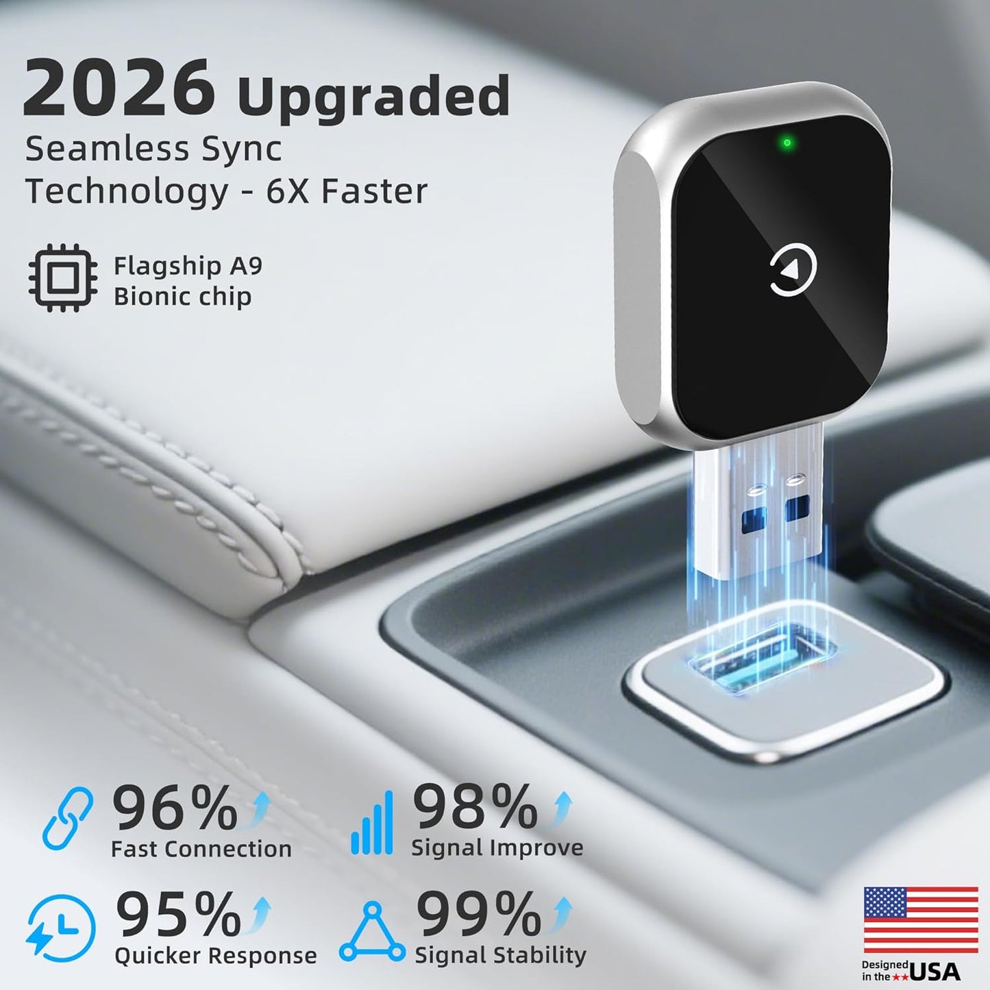 Junboer 10+, Mini Wireless Carplay Adapter for iPhone - Carplay Wireless Adapter Car Play Dongle, Wired to Wireless
