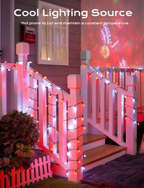 Brightown Solar C6 Strawberry String Lights - 50 LEDs Red & White | 22.64ft Outdoor Christmas Decor