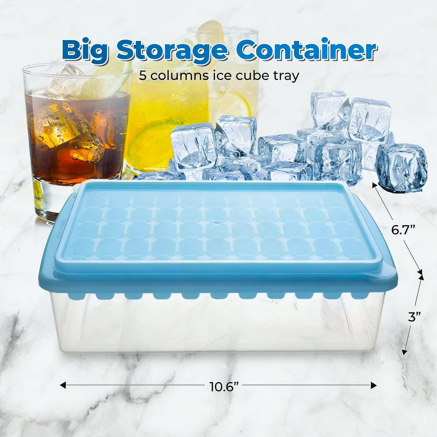 ARTLEO 2Pack Ice Cube Tray with Lid and Bin for Freezer, Easy Release 55 Mini Ice Cube Tray with Cover, Storage Container, Scoop, Flexible Durable Plastic Nugget Ice Cube Mold & Bucket, BPA Free