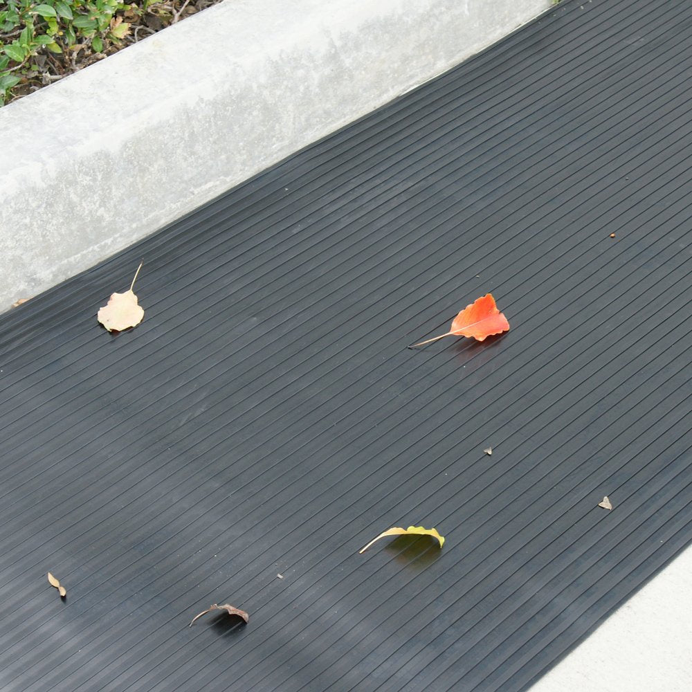Rubber-Cal - 03_168_W_WR_08 Wide Rib Corrugated Rubber Floor Mat, 3 mm Thick x 4' x 8' Utility Runner, Black