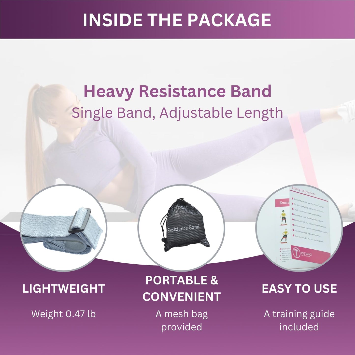 Adjustable Fabric Resistance Bands, Non-Slip Exercise Bands for Men and Women, Perfect Workout Bands for Glutes and Lower Body Training - 1 Pack (Heavy)