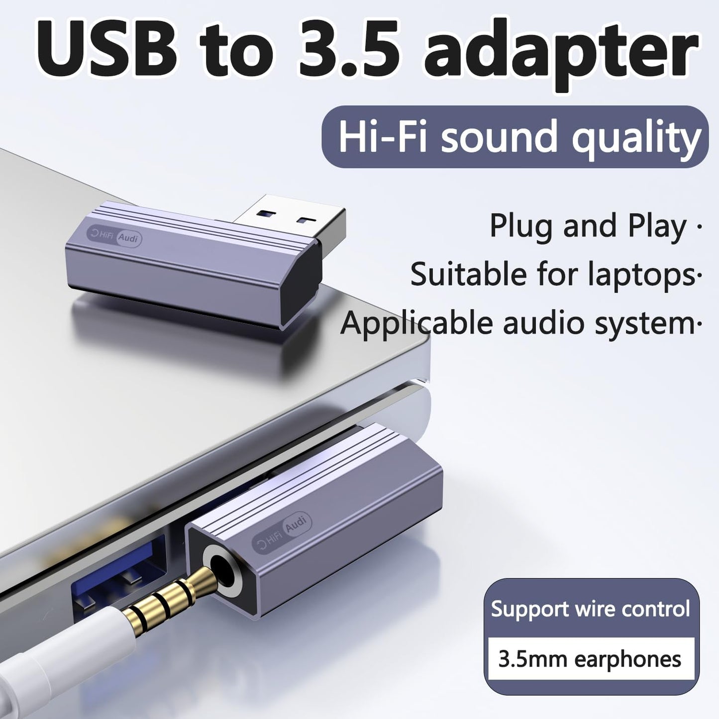 Liaoan 3.5mm 3.5mm PS4/PS5/headphones/Mac/Linux/laptops/desktops/docking USB to Jack Audio Adapter, USB-A to Female