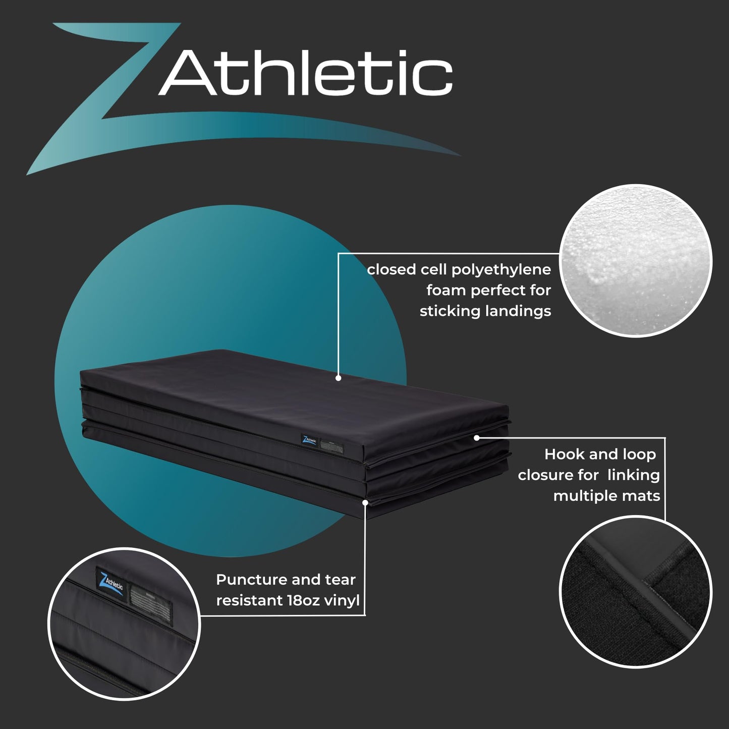 Z Athletic Folding Mat for Gymnastics, Tumbling, Cheerleading, and More, 4 Ft x 8 Ft x 2 In