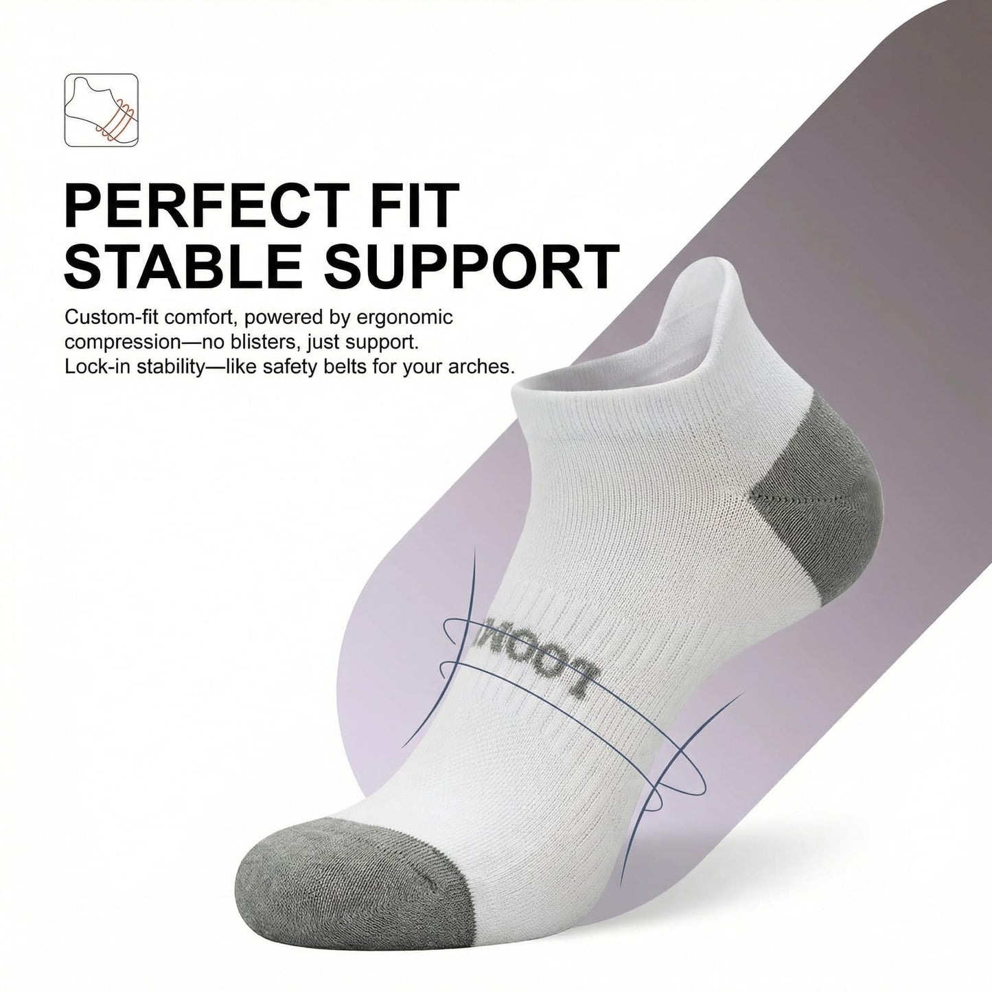 LOOMPOP 5 Pairs Compression Ankle Socks for Women & Men, Athletic Socks with Arch Support, Light Cushion, Moisture-Wicking (Large-Color Mix 1)