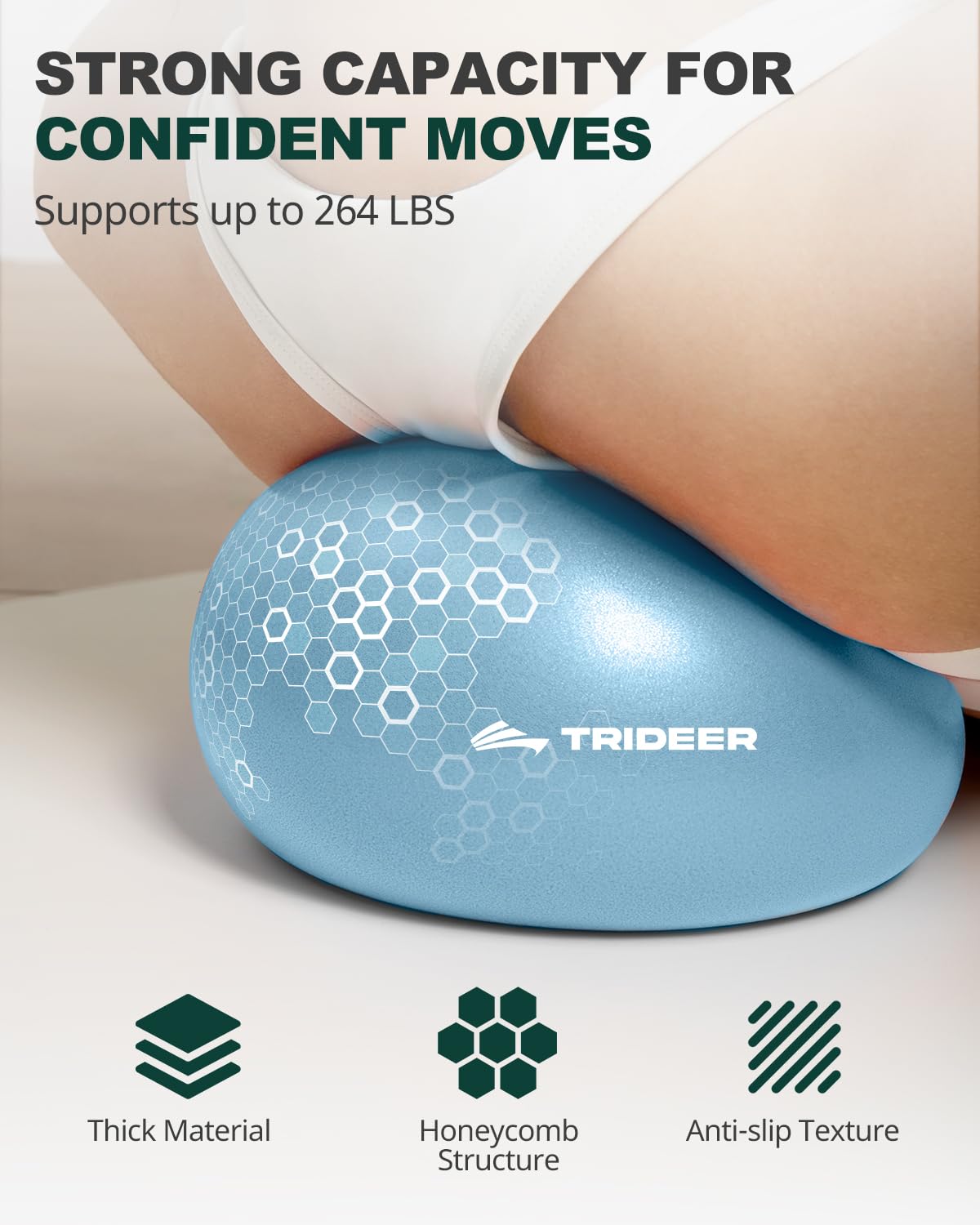 Trideer 9-Inch Pilates Ball, Small Exercise Ball for Yoga, Core Training, Physical Therapy, Balance, Stability and Stretching Pilates Equipment with Inflation Straw (Baby Blue)