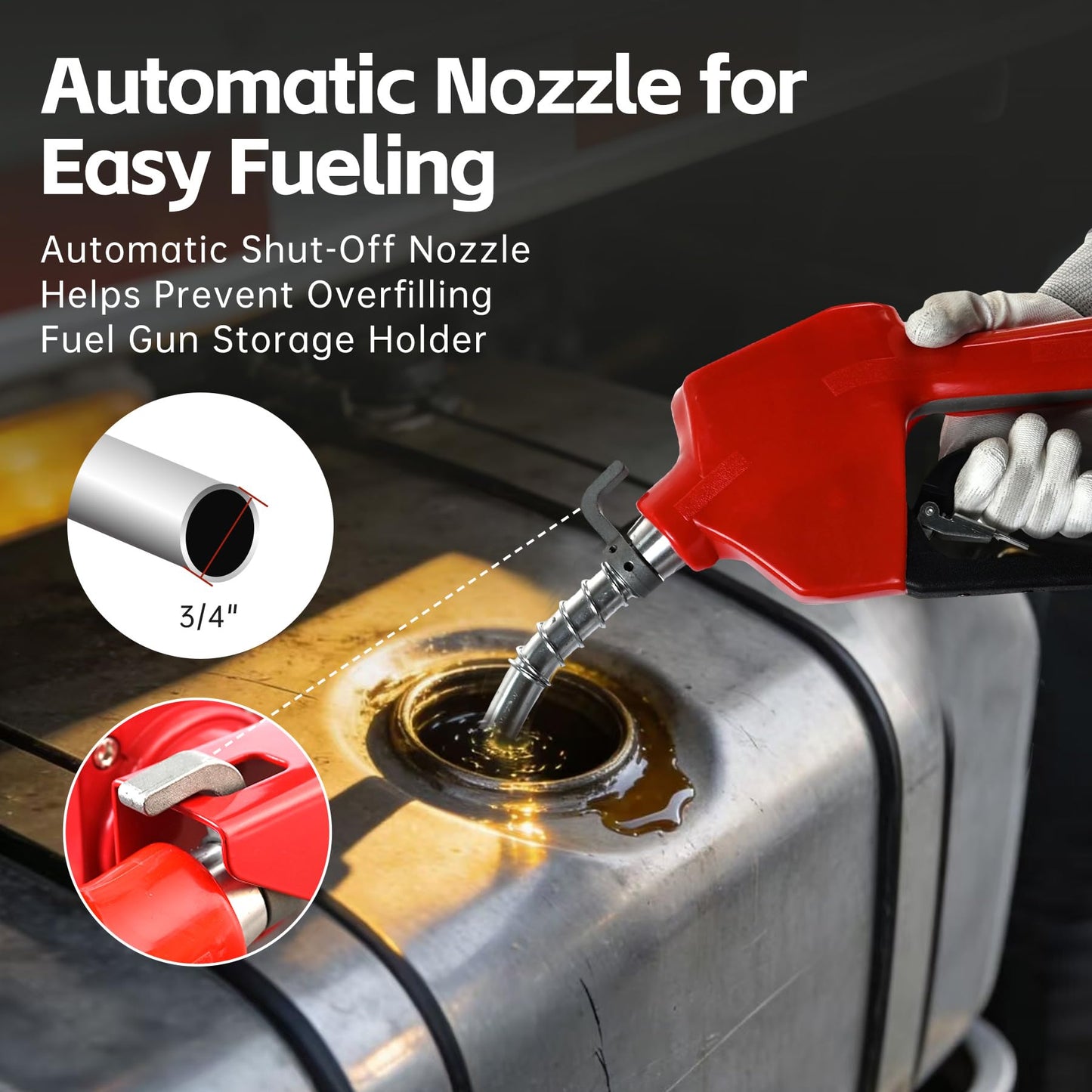 FMCNMech 12V Fuel Transfer Pump, 15 GPM Diesel Transfer Pump Kit with Automatic Shut-Off Nozzle, Heavy-Duty Fuel Pump with 13 ft Hose for Gasoline, Diesel & Kerosene