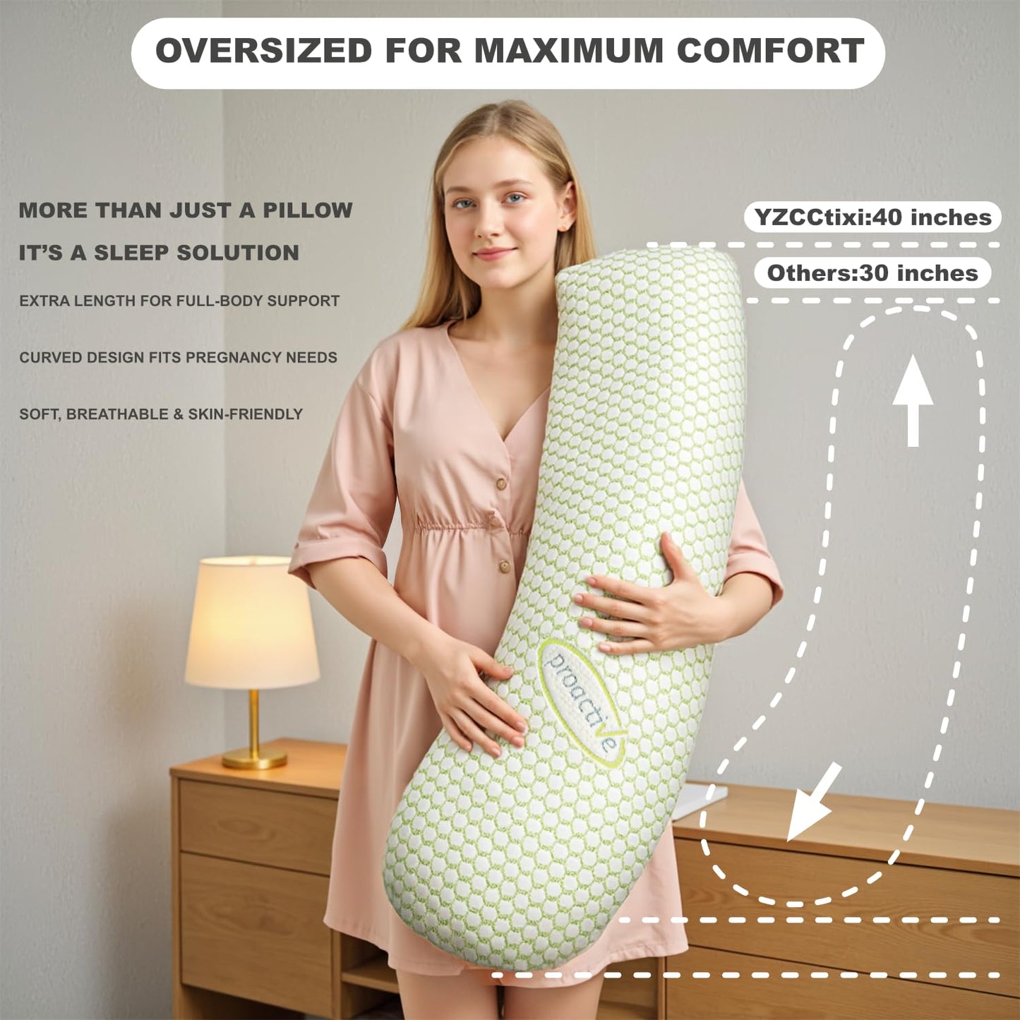 YZCCtixi Pregnancy Pillow for Women - Maternity Pillow for Back Pain Relief & Full Body Support, Soft Sleeping Pillow with Removable Cover for Side Sleepers and Pregnancy
