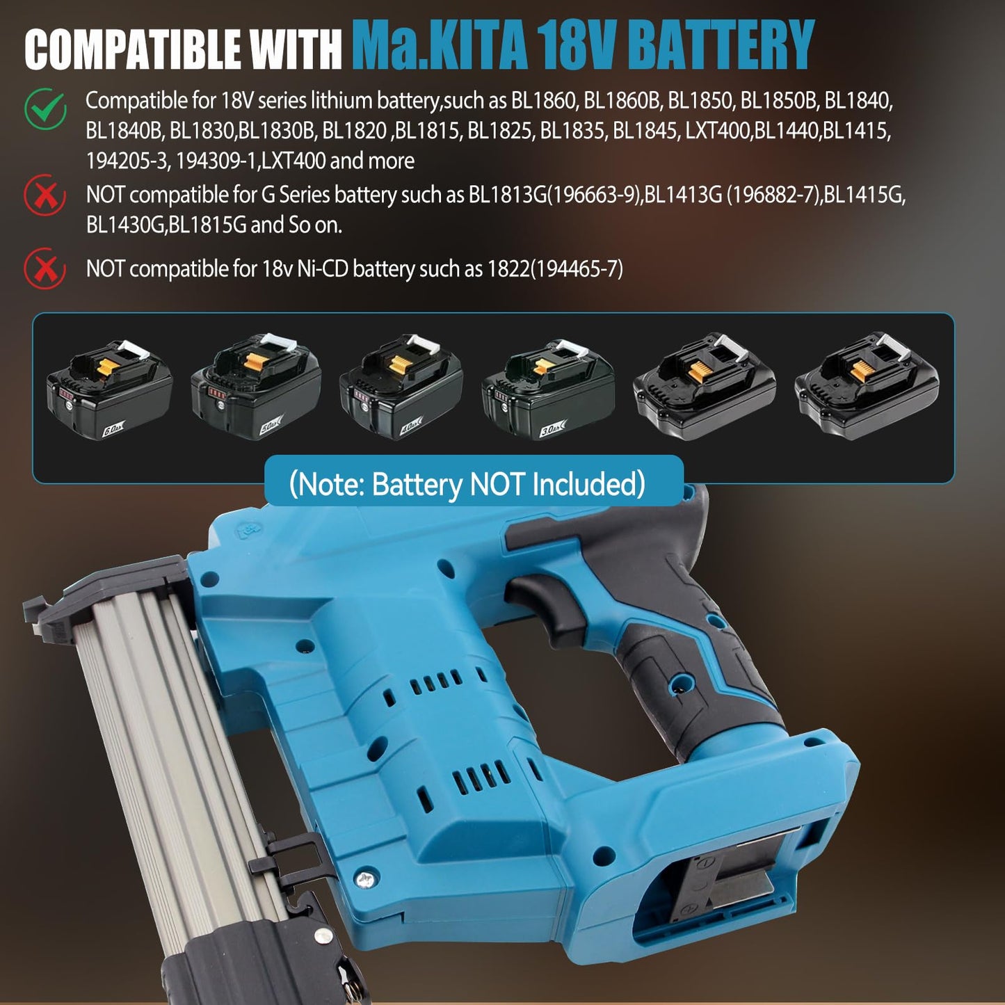 Upgraded Brushless 18GA Cordless Brad Nailer & Stapler,2-in-1 Electric Nail Gun for Ma-Kita 18V Batteries (Tool Only), 2 Firing Modes, Tool-Free Jam Release, Includes 2000 Fasteners