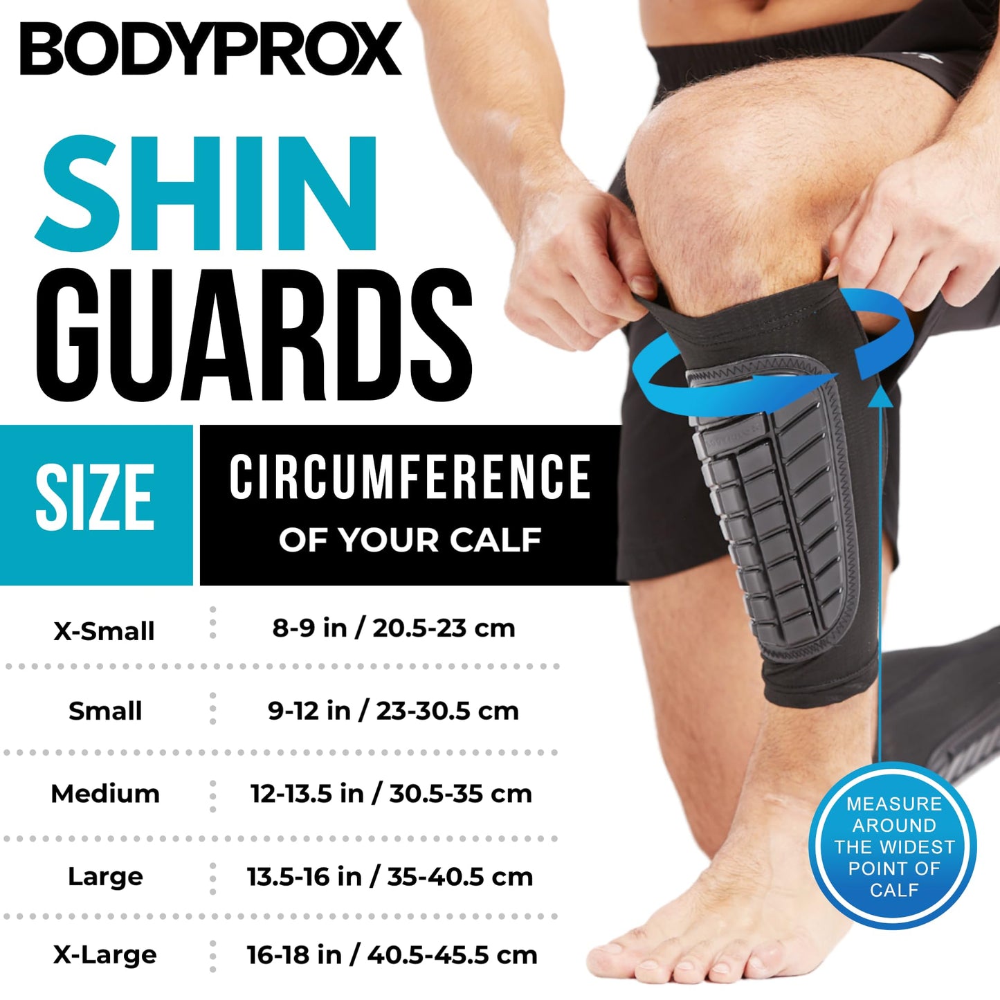 Bodyprox Soccer Shin Guards Sleeves for Men, Women and Youth (X-Large)