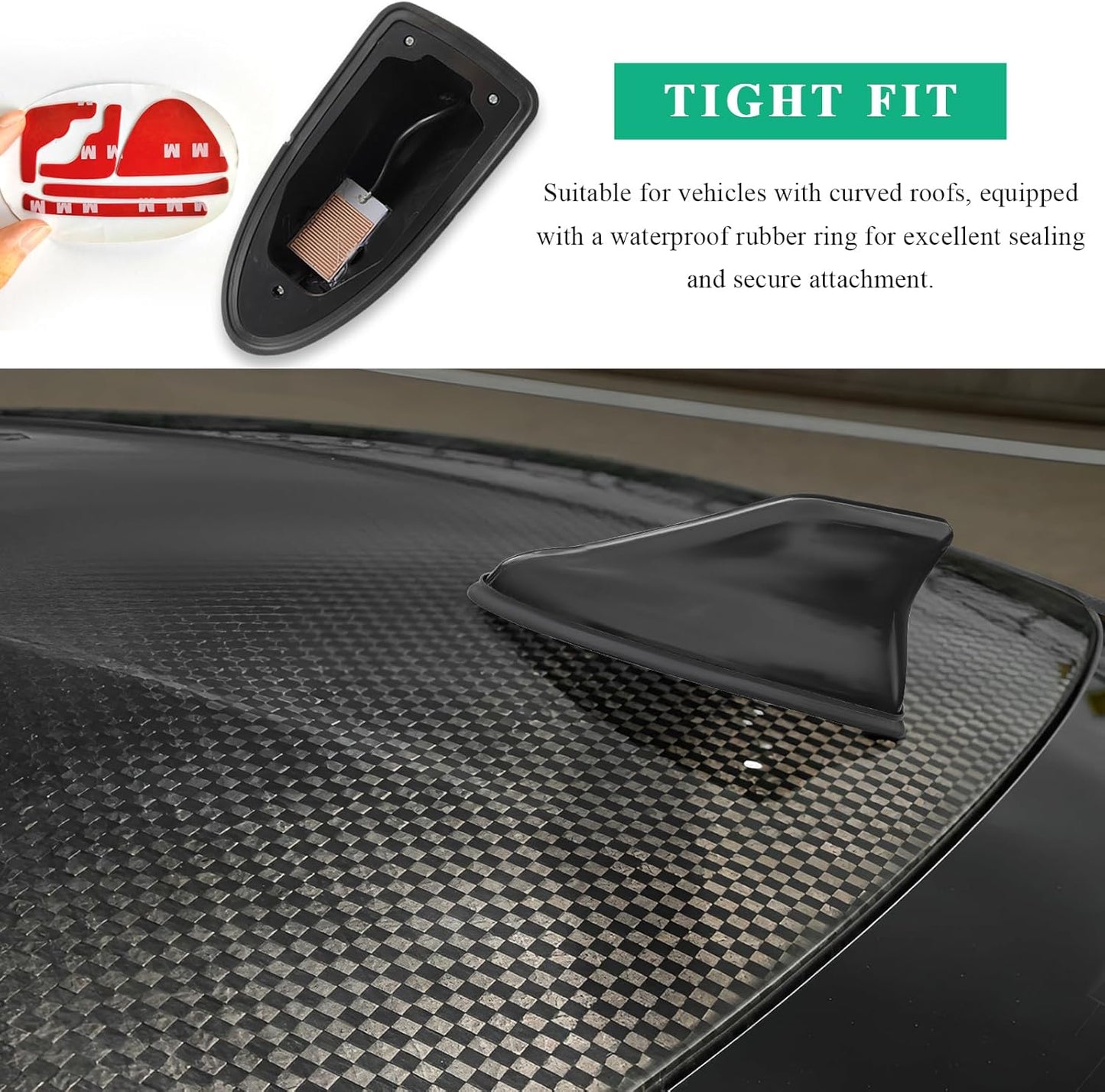 Sbulhia Shark Fin Antenna Cover for Car, Auto AM/FM Radio Signal Base Top Roof Aerial Cover with Adhesive Tape
