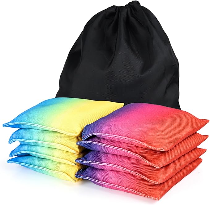Weather Resistant Cornhole Bags, Gradient Corn Hole Bags Set of 8, Cornhole Bean Bags, Modified Size Cornhole Bags for Tossing Game, Includes Tote Bag
