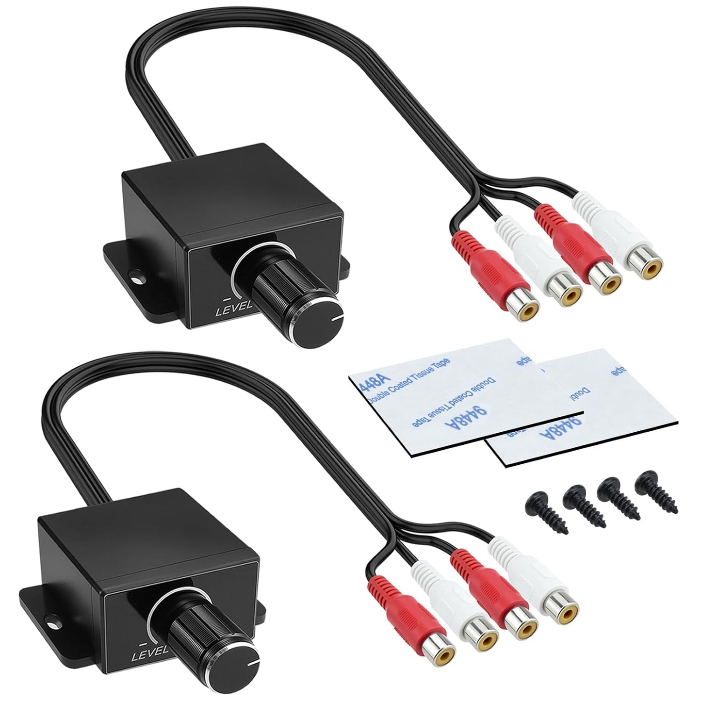 SATUY 2Pcs 4 2 Universal Car RCA Level Controller Amplifier, Audio Level Bass Boost Volume Control Knob with Screws