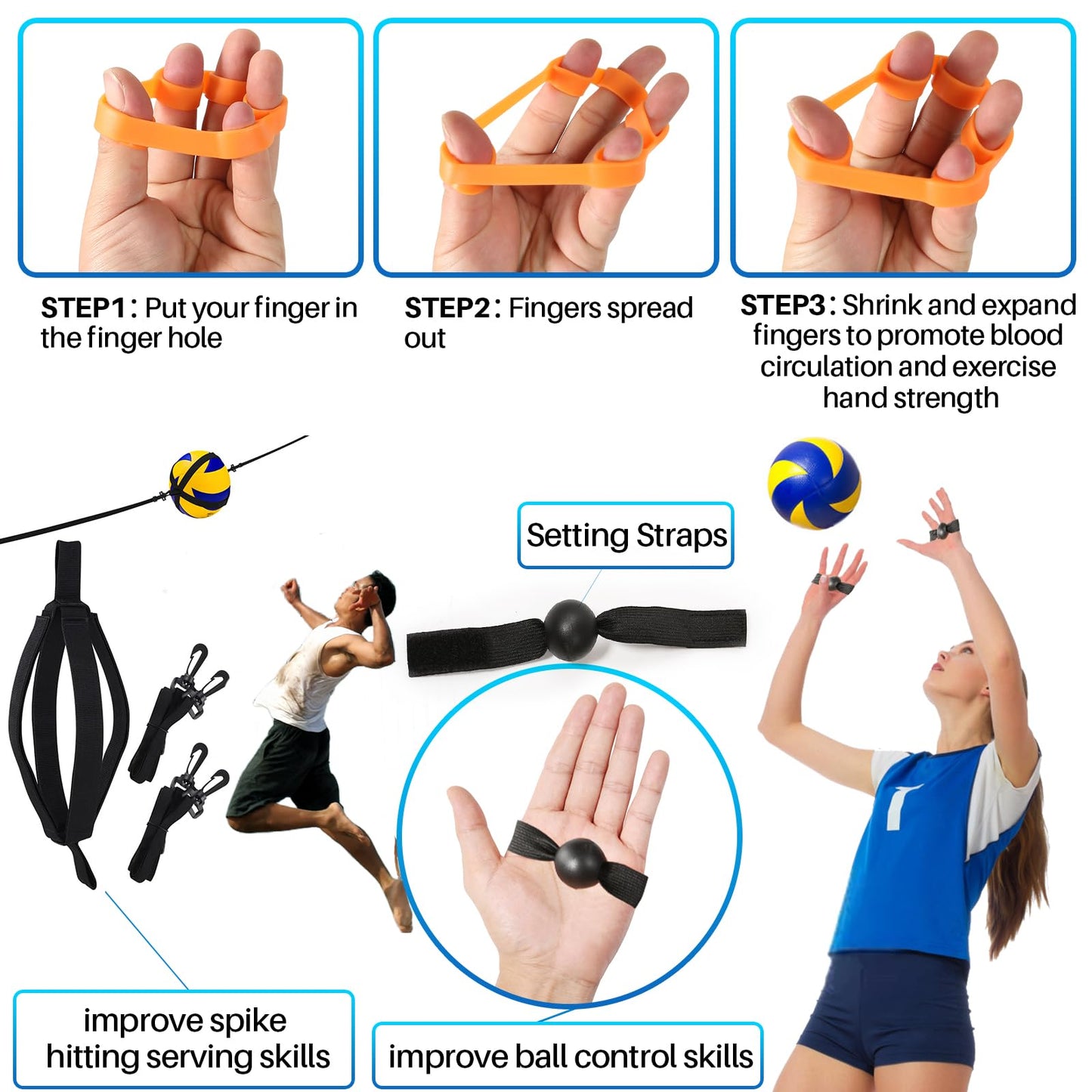 Volleyball Training Kit for Solo Practice, Adjustable Volleyball Serve Trainer, Volleyball Training Equipment for Serving, Setting & Spiking, Volleyball Training Aids for Beginners & Advanced Players