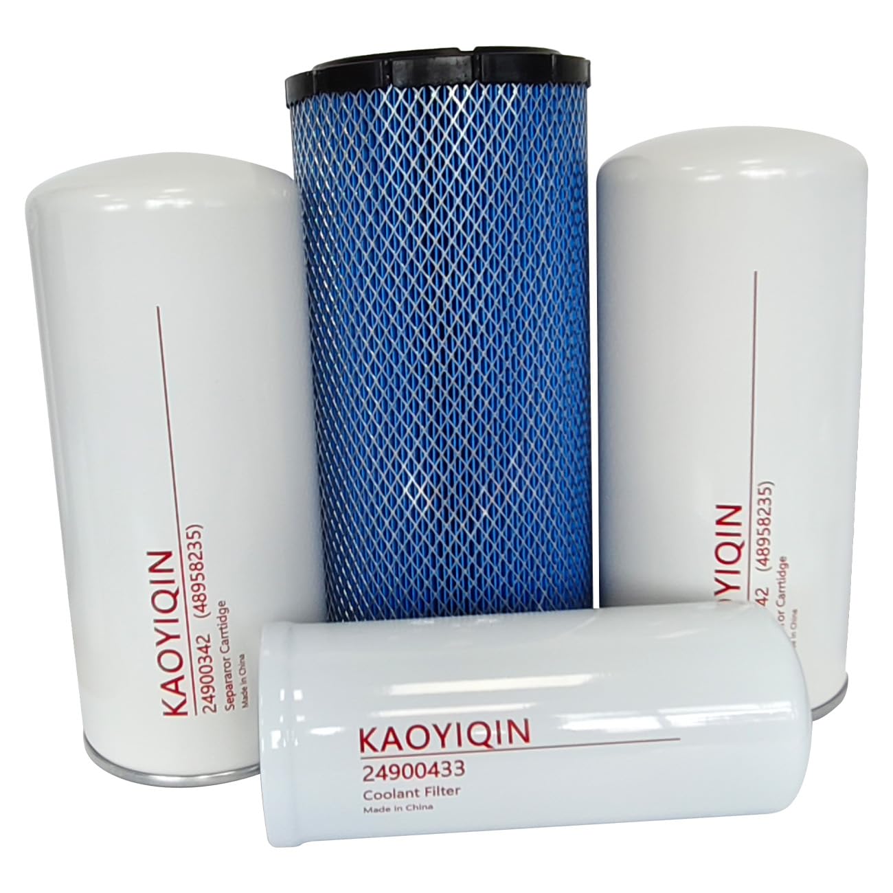 Filter kit KAYIQIN 24900342(48958235) Air/Oil Separator 24900433 Oil Filter 48958201 Air Filter, Compatible with Replacement Parts RS30-37i/R30-37i Air Compressor Filter