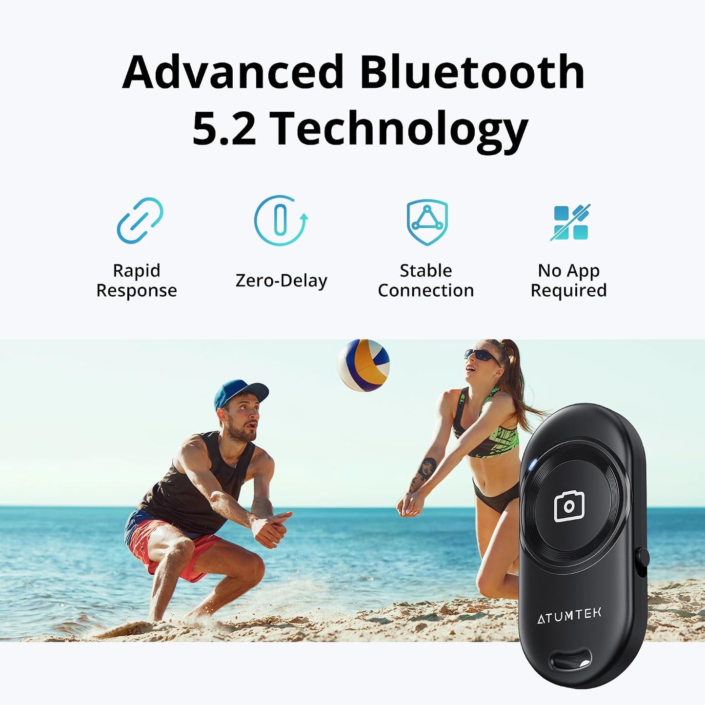 ATUMTEK (2 Pack), 5.2), Camera Remote Shutter for iPhone and Android Smartphones Wireless Phone Remote Control Selfie