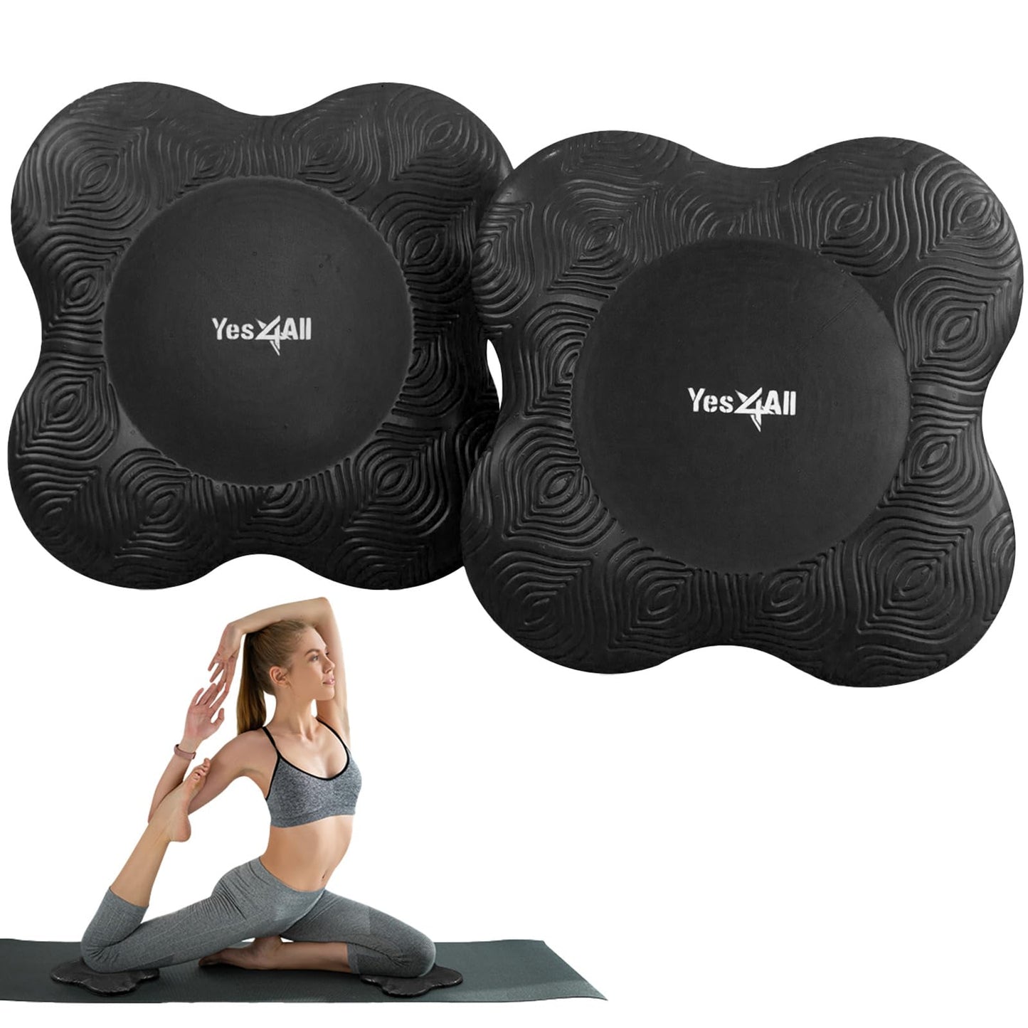 Yes4All Extra-Thick Yoga Knee Pads 2-Pack – 13/16-Inch Cushioned Support for Knees & Elbows – Non-Slip Foam Pads for Yoga, Pilates, Floor Workouts, Stretching, Joint Comfort, Portable Waterproof Design