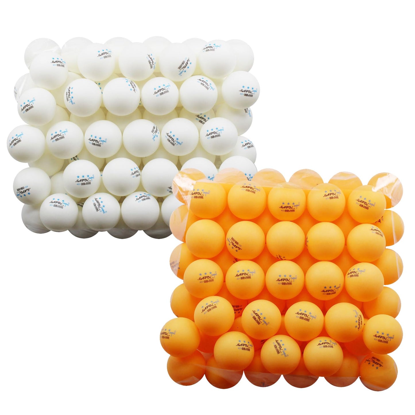 MAPOL 50 White 3-Star Table Tennis Balls Bundle with 50 Orange Training Table Tennis Balls