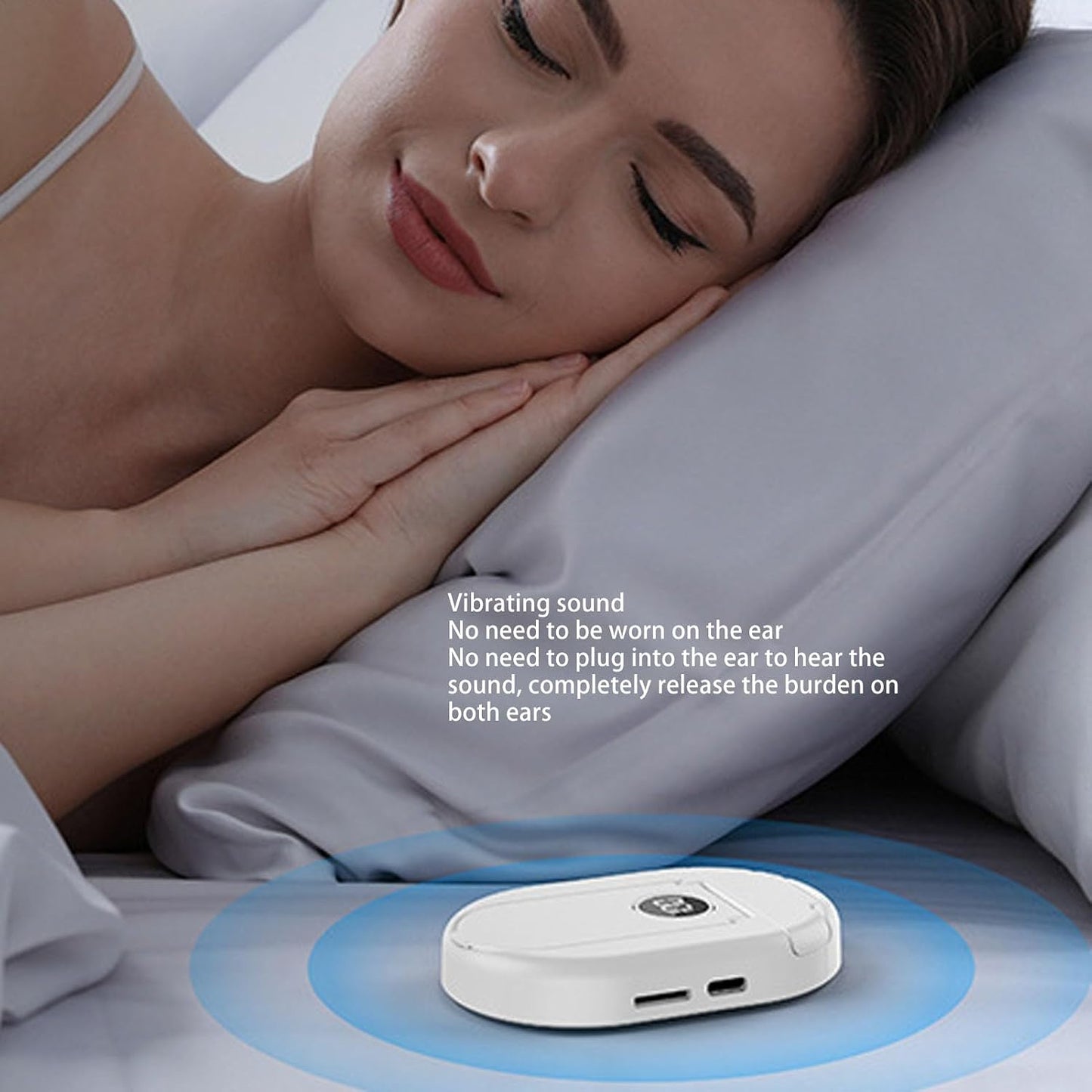 Yunseity Bone Conduction Speaker Pillow with, White Noise Sound Machine for Sleep, Timer Shutdown Stand for Phone