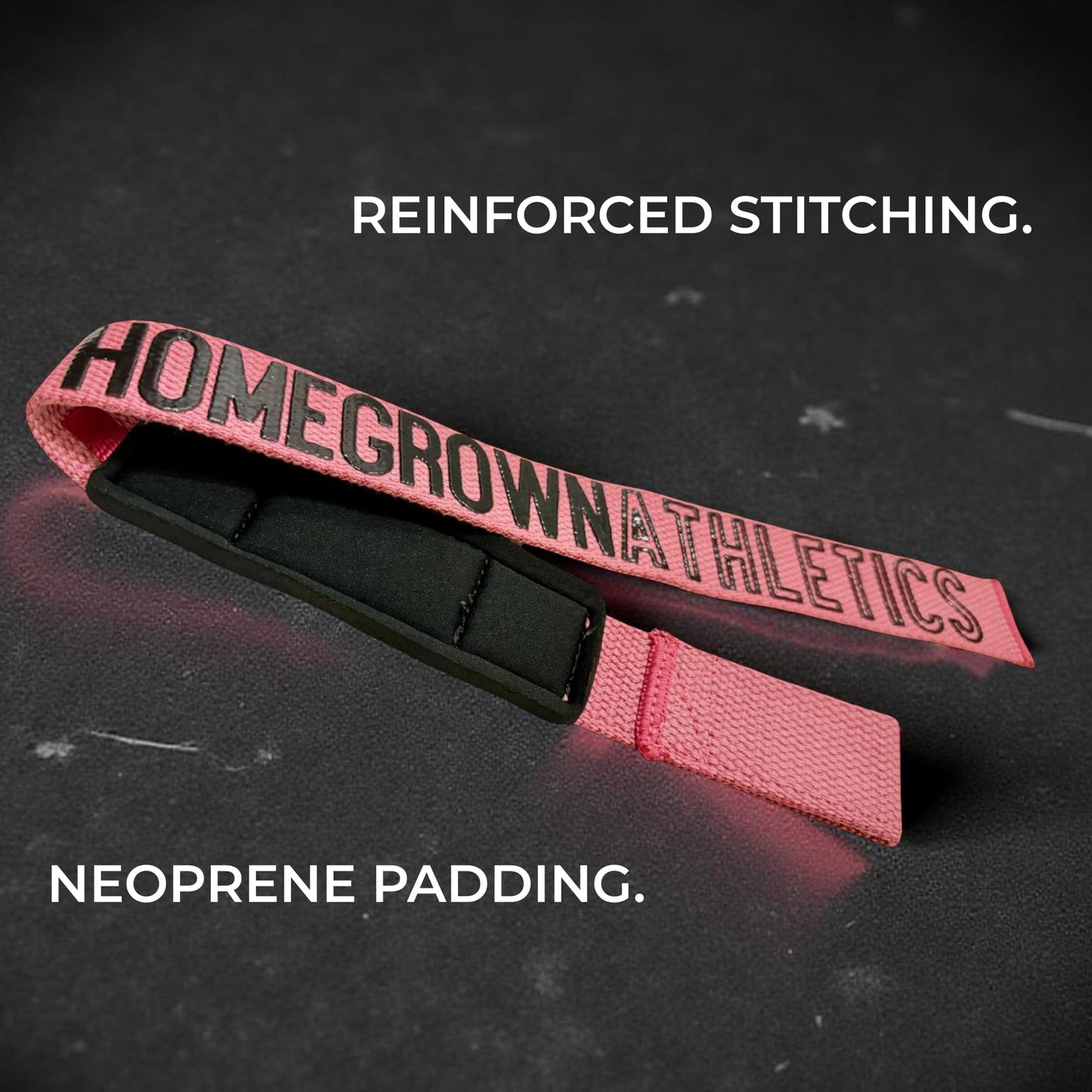 Homegrown Athletics Heavy Duty Lifting Straps for Weightlifting – Padded Wrist Straps for Deadlifts, Pull Ups, Bodybuilding and Powerlifting, Pink