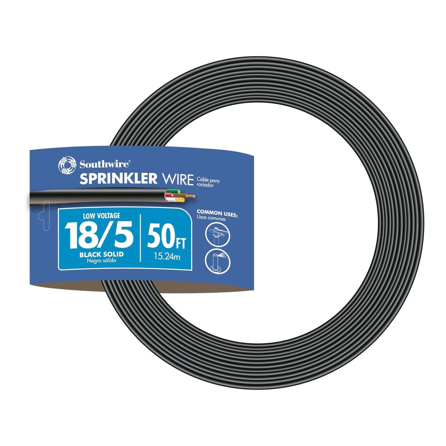 Southwire 49273645 500 ft. 18/7 Black Solid UL Burial Sprinkler System Wire