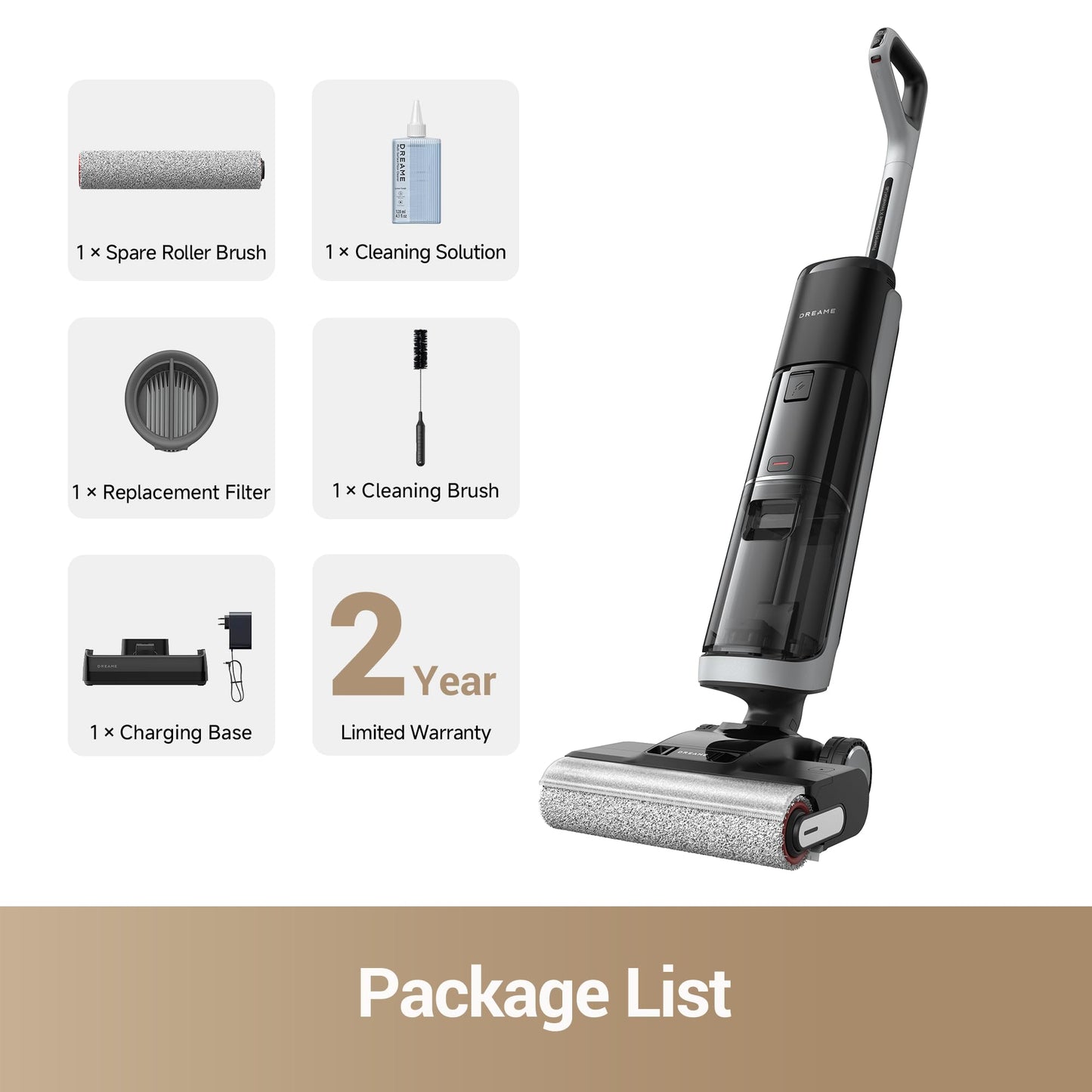 DREAME H14 Pro Wet Dry Vacuum Cleaner, 180° Lie-Flat Vacuum Mop, 140°F Washing and Fast Hot Air Drying, Powerful 18kPa Suction Floor Cleaner Machine, Easy GlideWheel Movement, Smart App Control