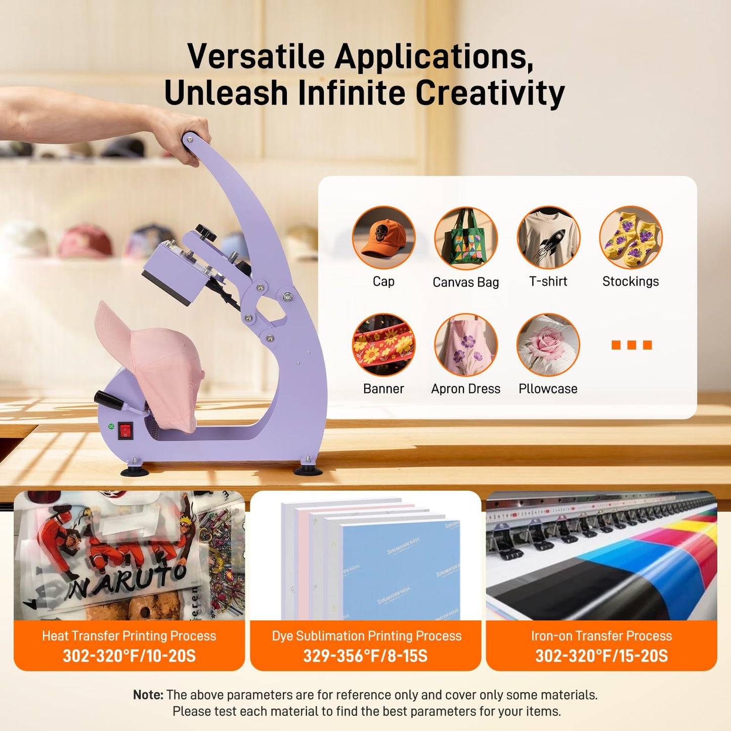 GOCHIFIX Heat Press, Precise Temp/Timer Control, 6.54"x3.84"Curved Heat Plate, 2 Hat Pad, Hat Stretcher, Safety Base, Glove, Hat Press Heat Machine for Caps, Sublimation, Vinyl, Heat Transfer