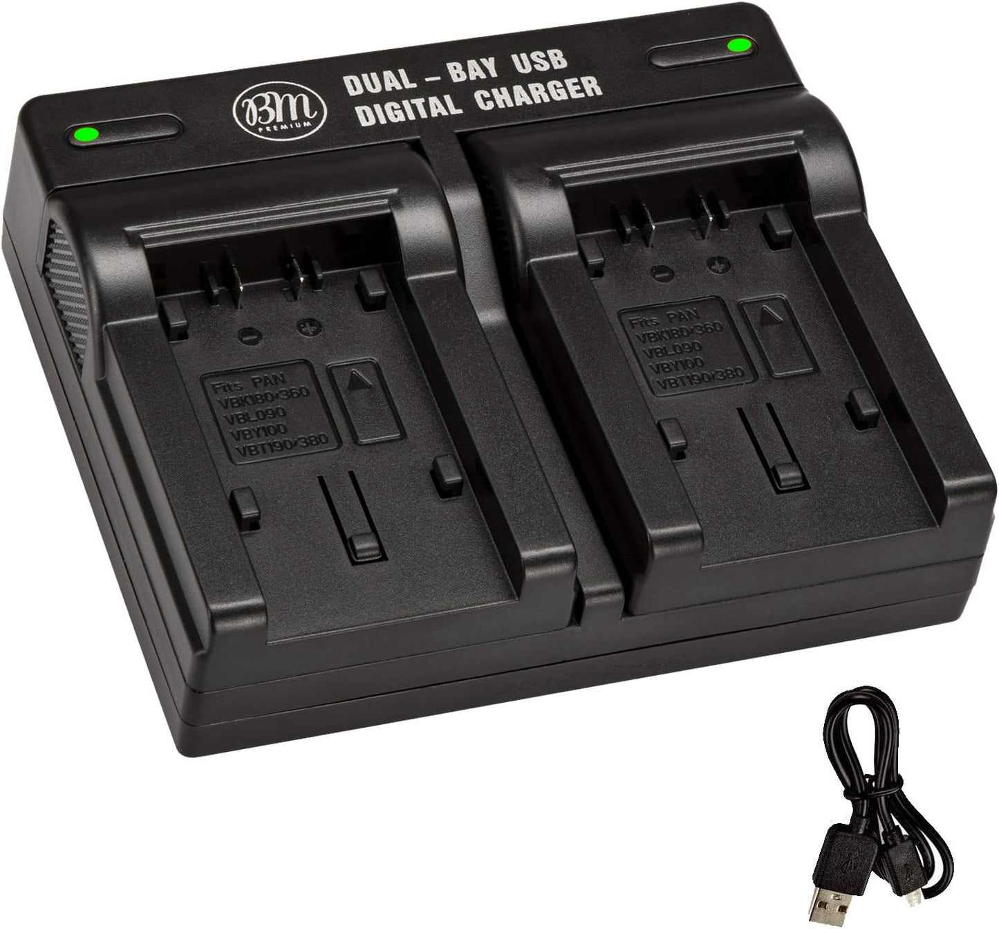 BM Premium VW-VBK180, VW-VBK360, VBT190, VBT380 Dual USB Battery Charger for Panasonic Camcorders