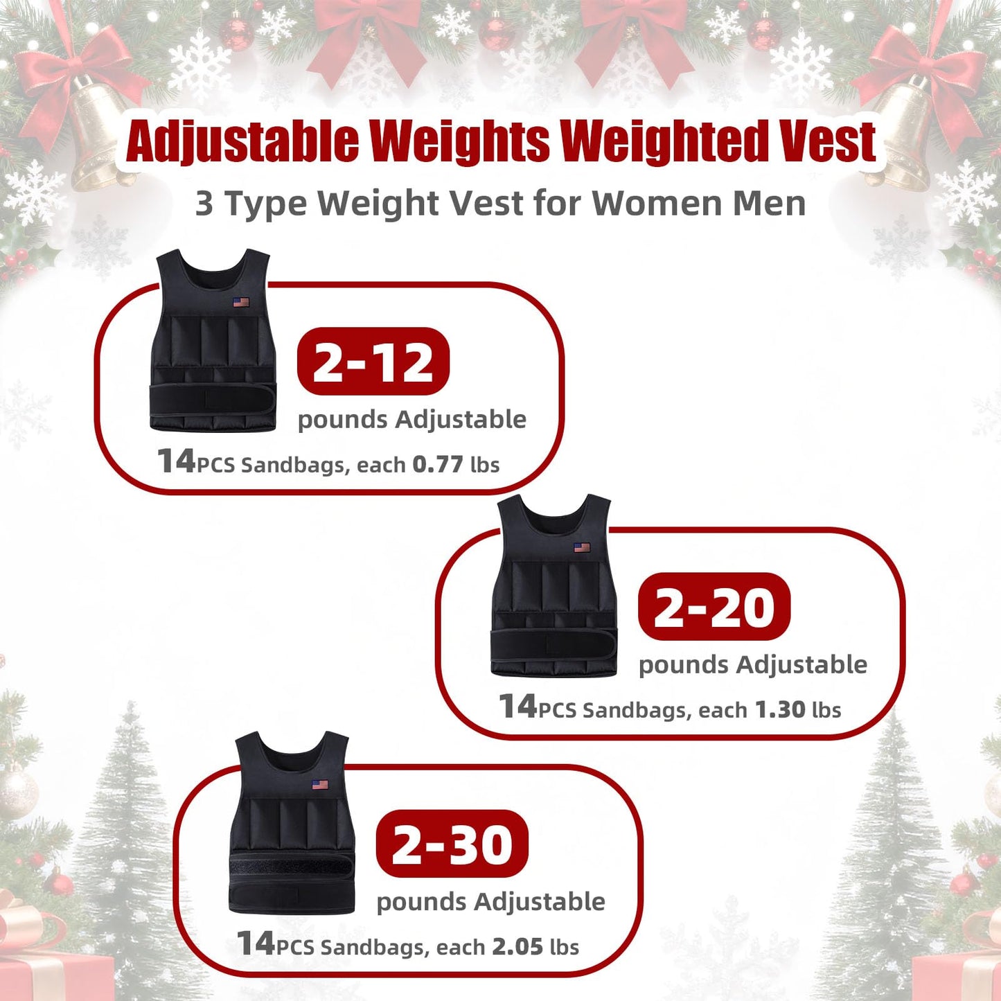 Wolliwa Adjustable Weighted Vest for Men Women,2-12 Lbs Adjustable Weighted Vest with Straps Womens Running Weight Vest for Walking Strength Training Fitness (Black, Adjustable 2-12 Lbs)