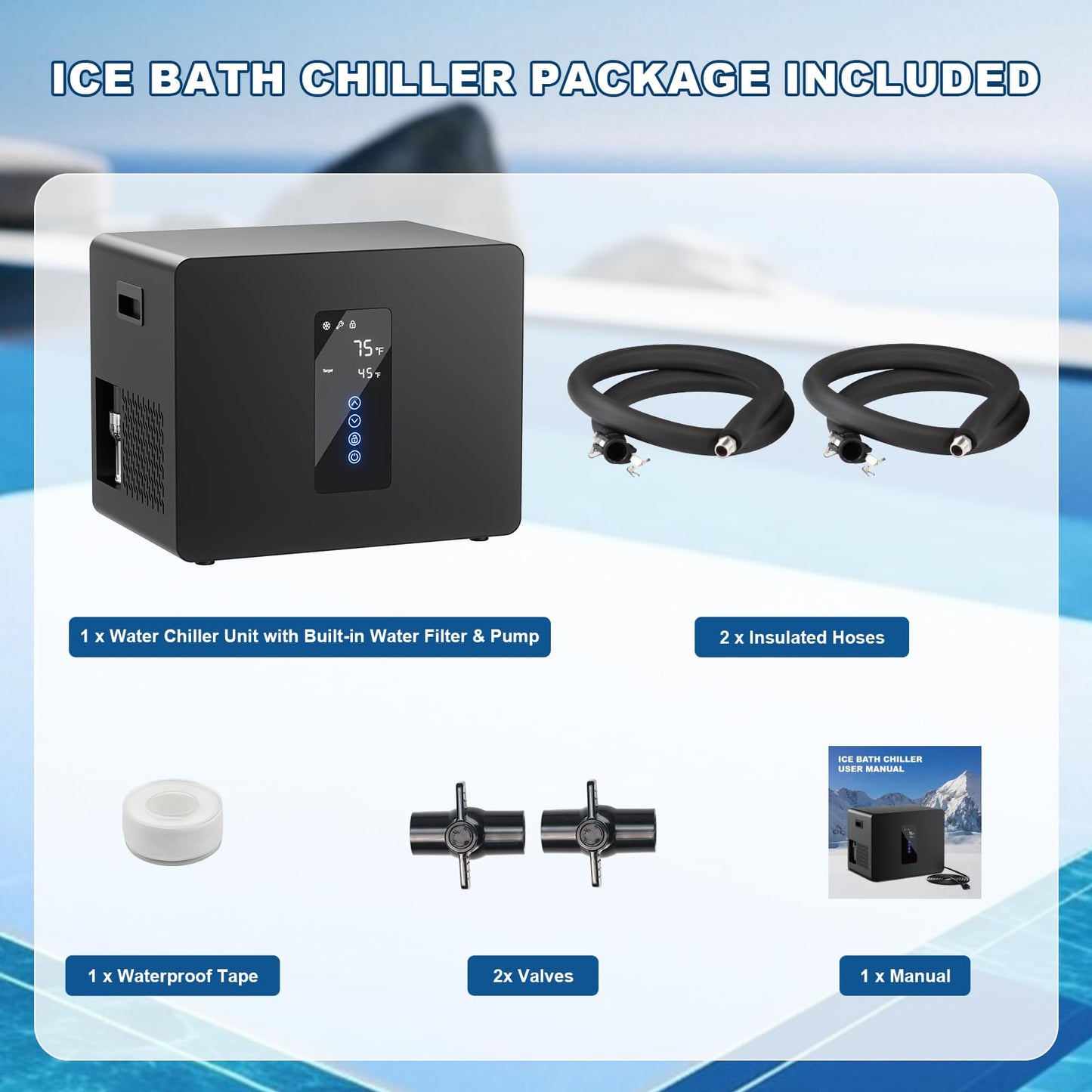 Ice Bath Chiller & Cold Plunge Tub Bundle, 1/3HP Cold Plunge Chiller with Built-in Pump & Filter, 148Gal Insulated Ice Bath Tub for Cold Therapy, Recovery, Muscle Relaxation & Wellness at Home