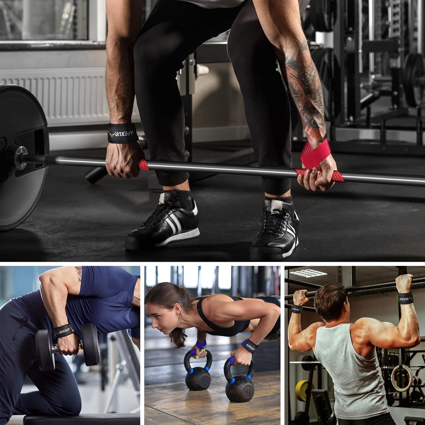 APEXUP Weight Lifting Straps for Weightlifting, Lifting Wrist Straps Gym, Deadlift Strap, Anti Slip Silicone Weightlifting Strap Men Women Powerlifting, Strength Training (Pink, 1 Pair)