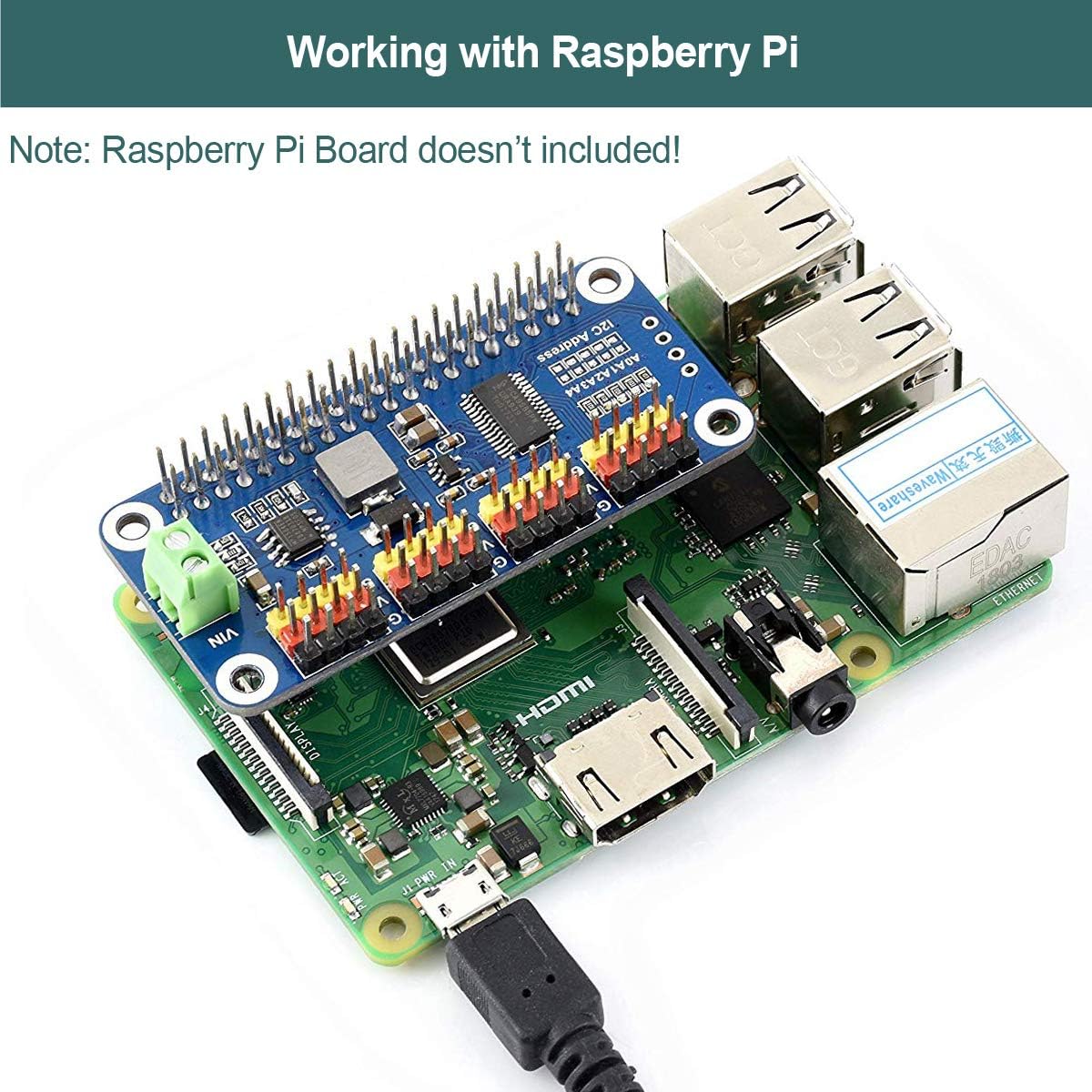 MakerFocus 16 12 I2C 5 4 3B+ 3B PWM Servo Motor Driver IIC Module Channel PWM Outputs Bit Resolution Compatible