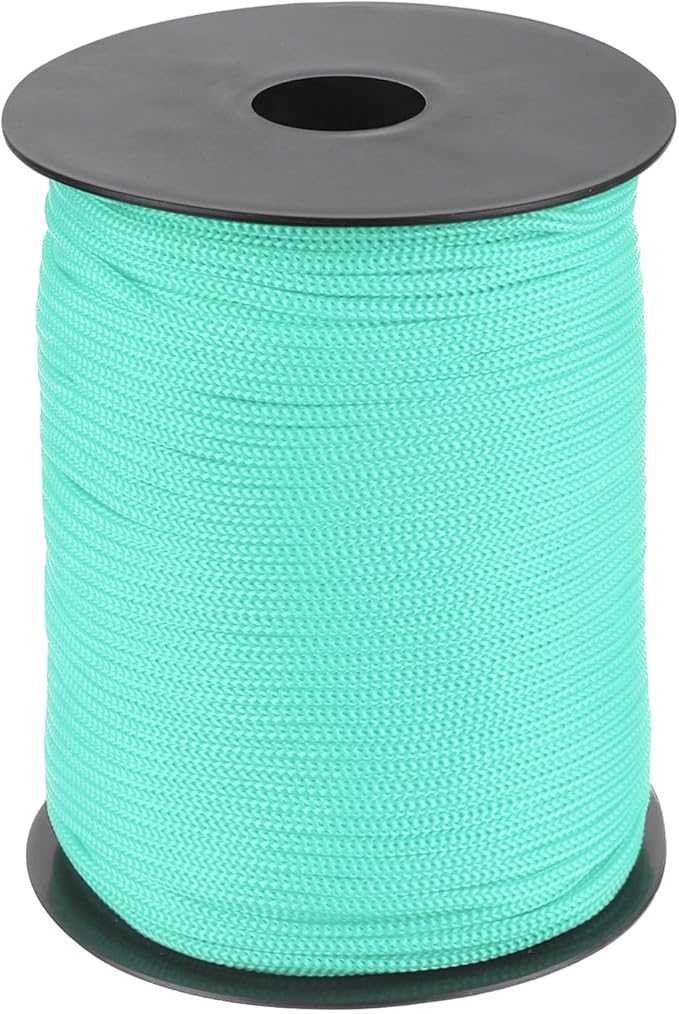 MECCANIXITY 1/8 Inch Polypropylene Rope Braided Ropes, 328ft Nylon Rope Hollow Utility Cord for Clothesline, Camping, Hiking, Outdoor, Light Blue