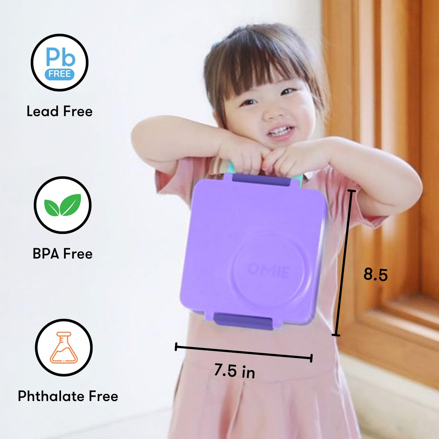 OmieBox Bento Box for Kids - Insulated Bento Lunch Box with Leak Proof Vacuum Insulated Food Jar - 3 Compartments, Two Temperature Zones (Purple Plum)