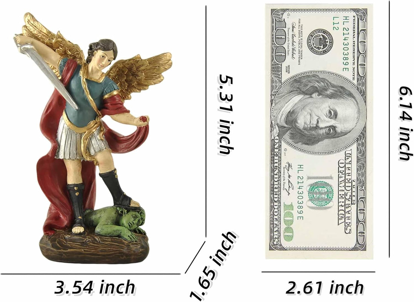 San Miguel Archangel Statue - Saint Michael Defeats Lucifer | Religious Collectible Angel Figurine, 5.31” H