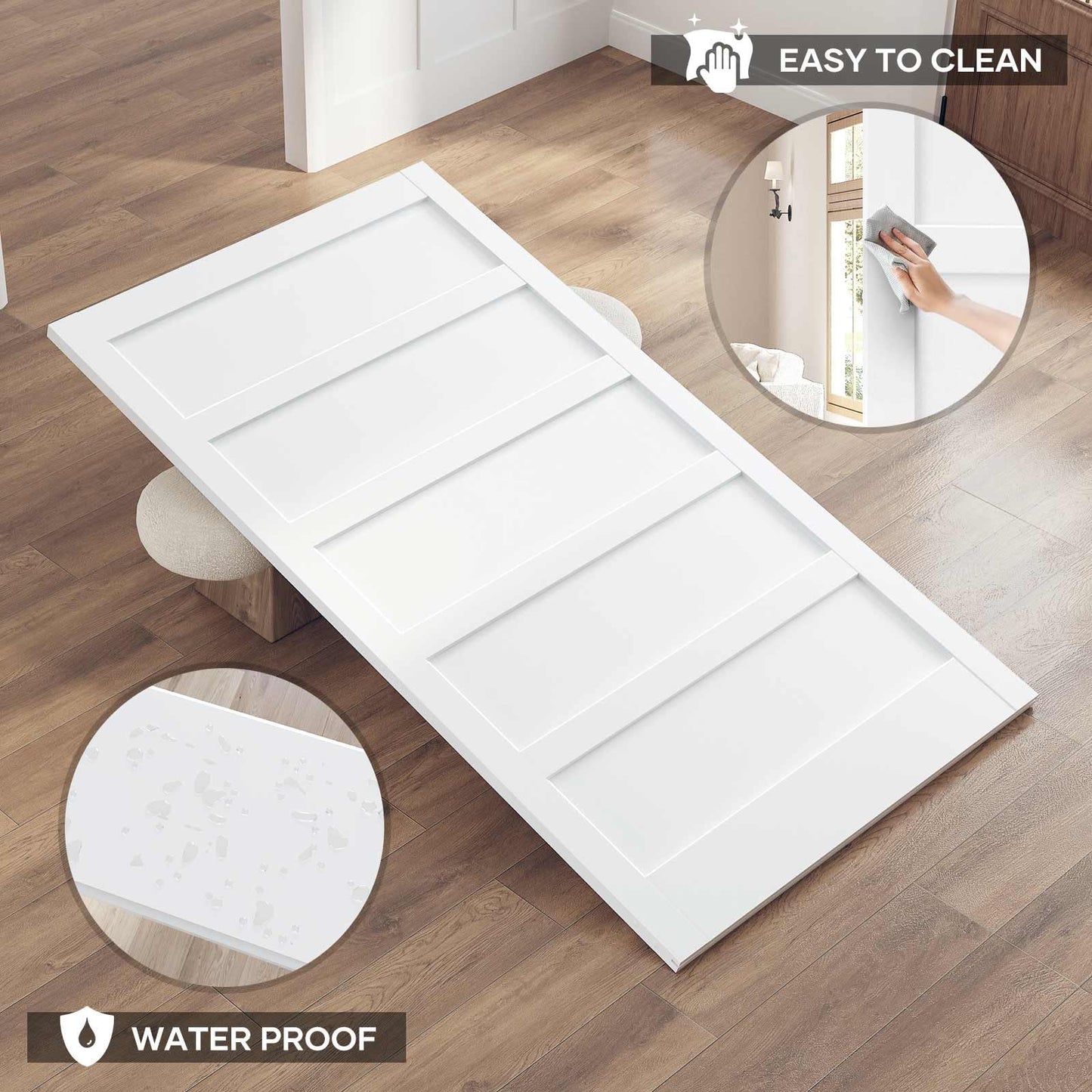 ROYMELO Double 48x84 Inch White Sliding Barn Door Slab with 8ft Hardware Kit Included