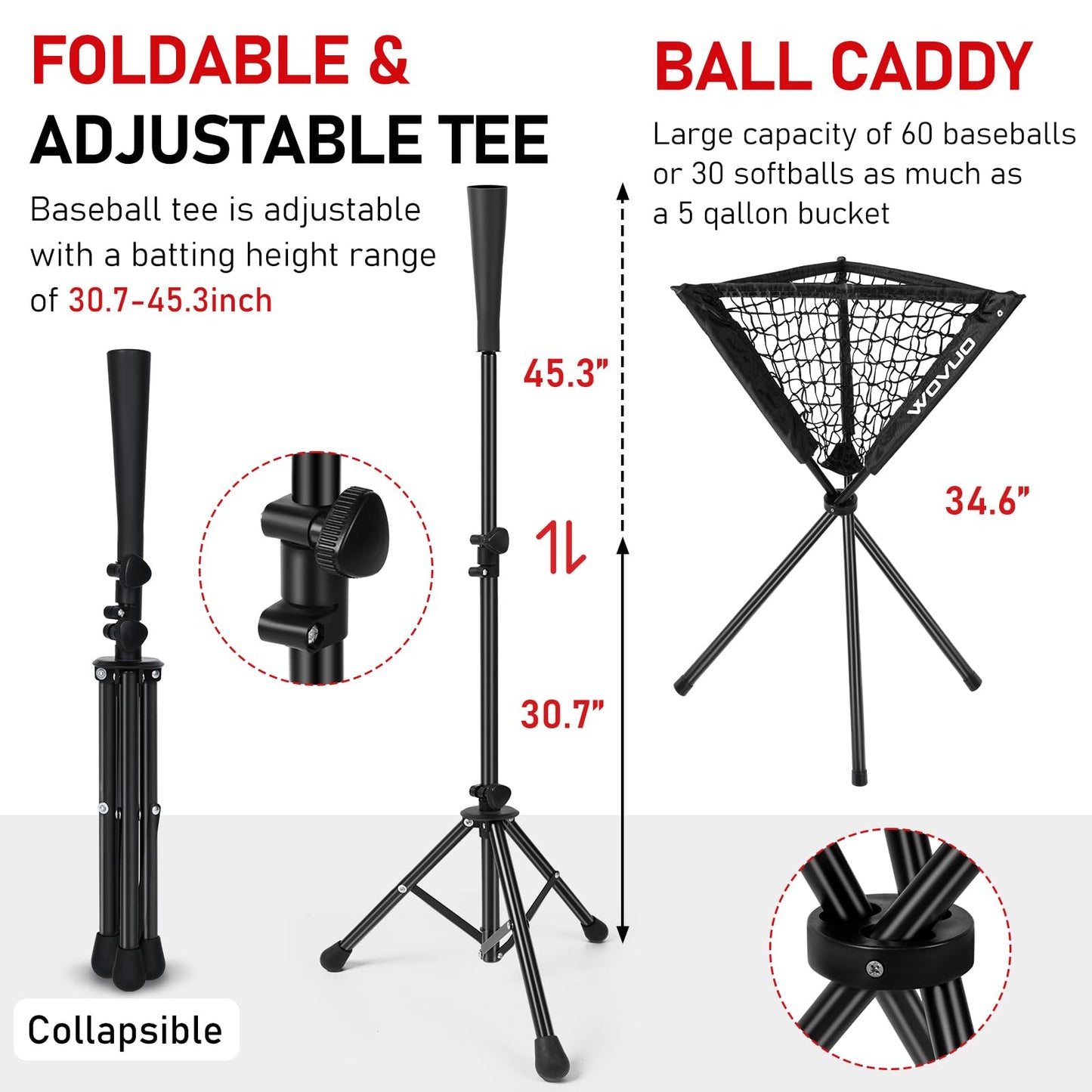 7x7 ft Baseball Net for Batting Pitching Hitting, Softball Pitching Net with Strike Zone, Tee, Ball Caddy, Softball Batting Net Baseball Training Equipment for Kids Adult Youth Sport Practice