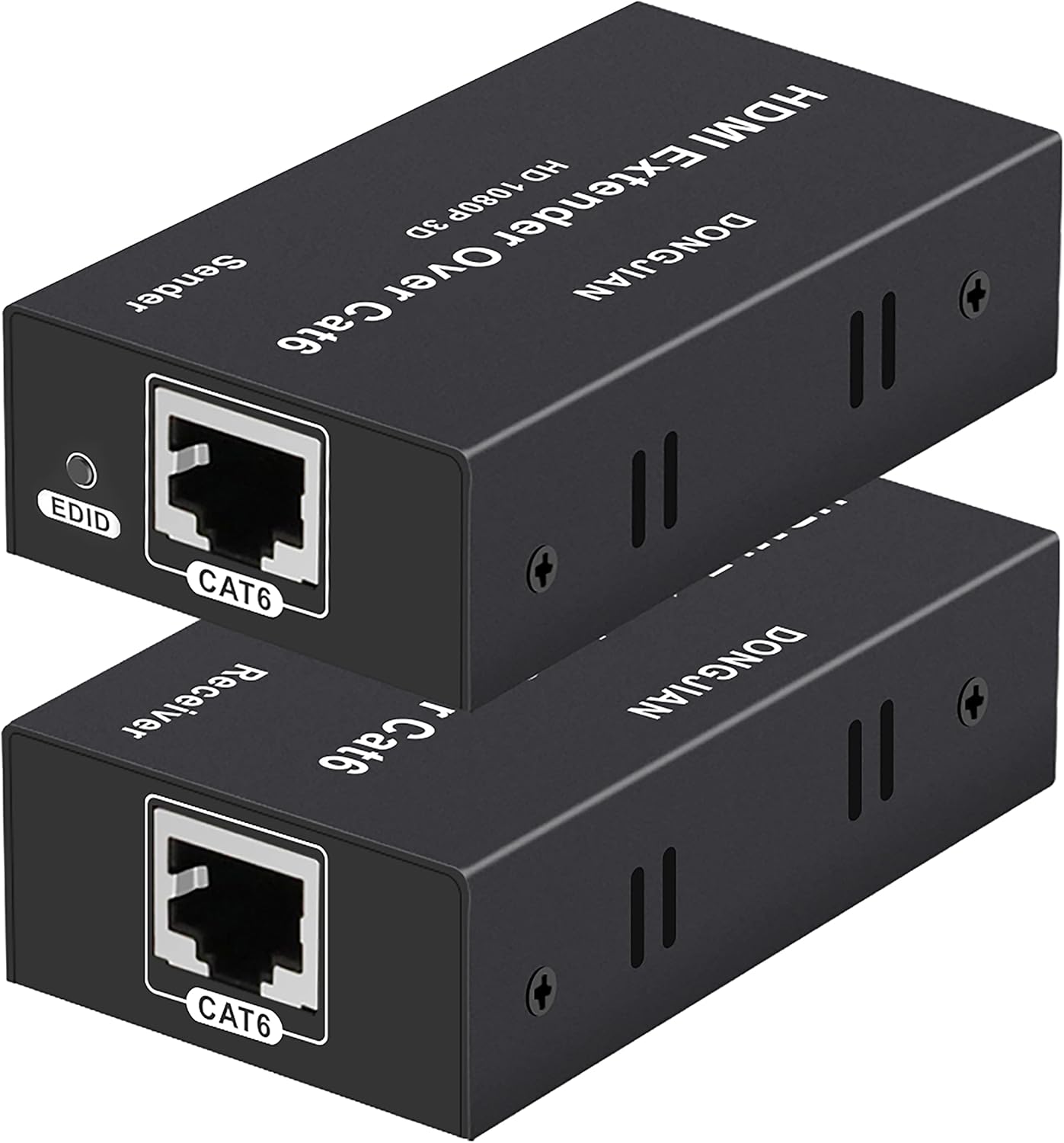 Cat5e/6/7 1080p 196ft 3D HDMI Extender Over Ethernet Up to HDMI Balun Sender Transmitter Receiver Support EDID and POC
