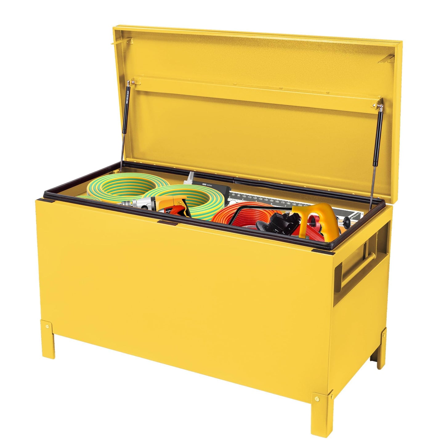 EliteEdge 48 X 24 x 28 Inch Steel Truck Tool Box, Heavy Duty Jobsite Toolbox Chest, Job Site Storage Drawer System for Truck Bed, Pickup, RV, Trailer, Yellow