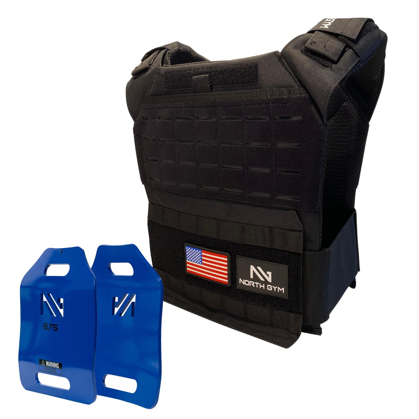 Northgym Adjustable Weighted Vest/Incl. Two 3D Weight Plates in 14lbs / 20lbs/ 30lbs/ 42.5lbs - Optimized Weight Distribution and with Curved Plates for Running, Functional Training and Working Out