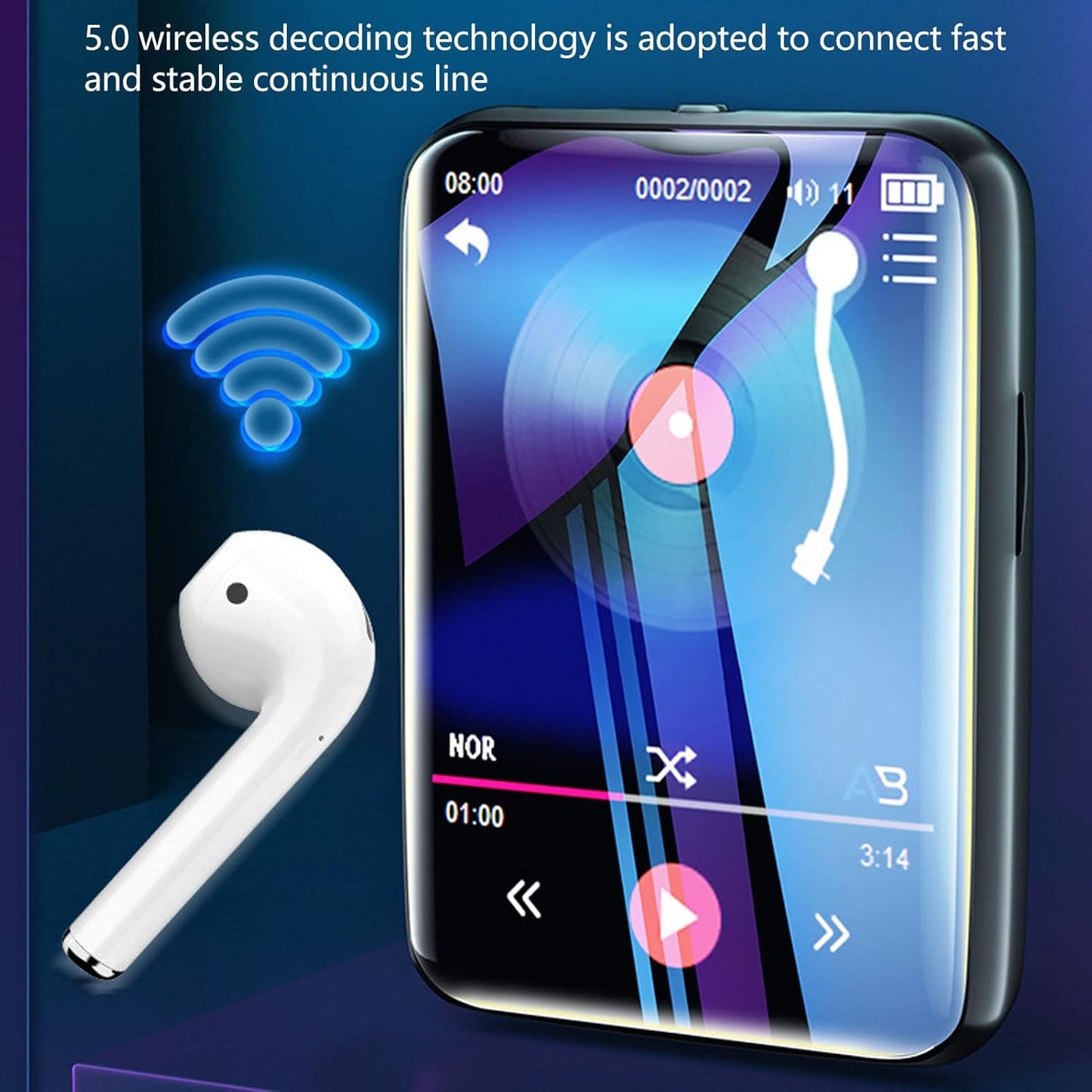 Keenso MP3 5.3, 2.4inch Player with Full Touchscreen Music Player Built in Speaker