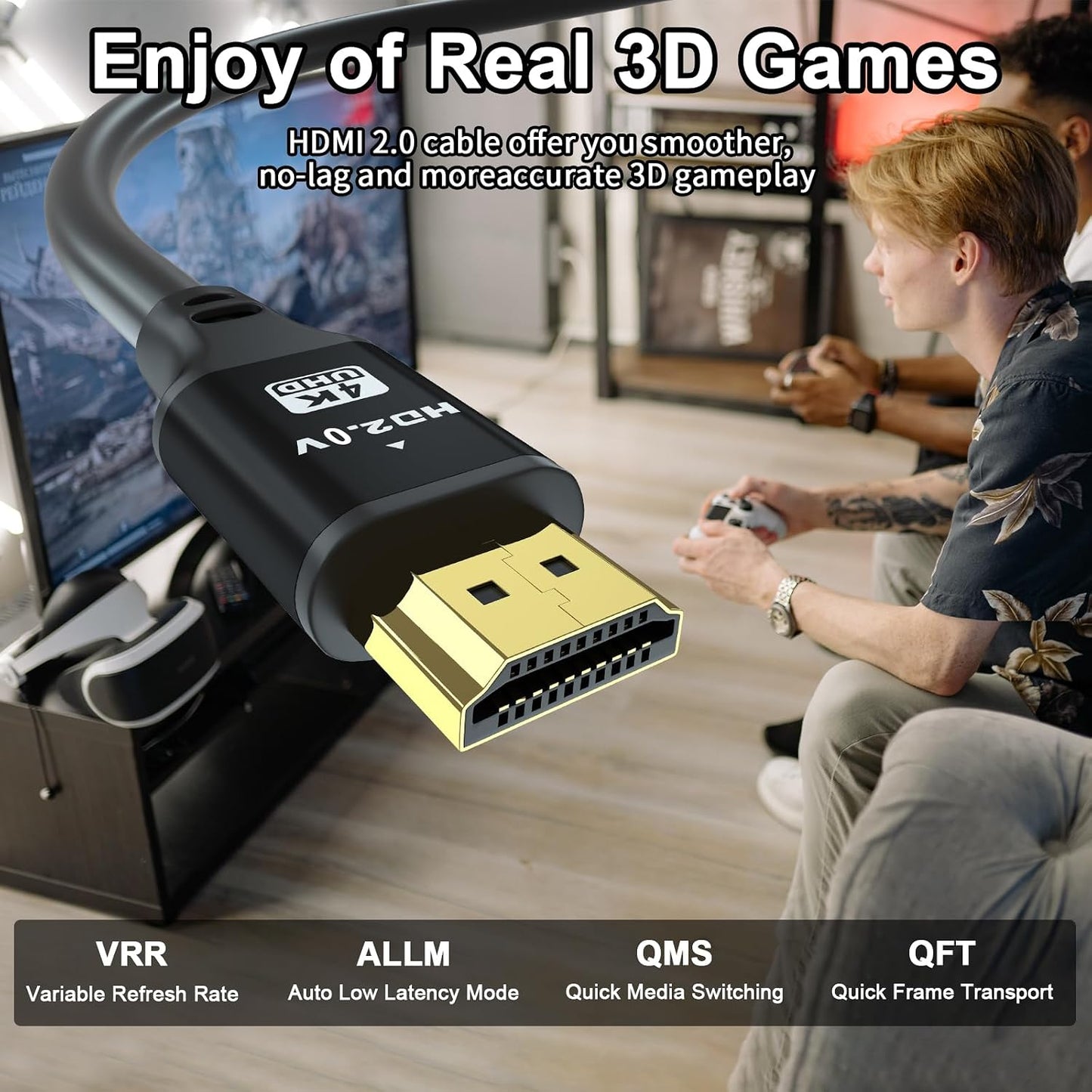 50FT 4K@120Hz, 48 2.1 Long Hdmi Cable, Gbps Ultra High Speed Hdmi Cord with Gold-Plated Connectors, Aluminum Shell