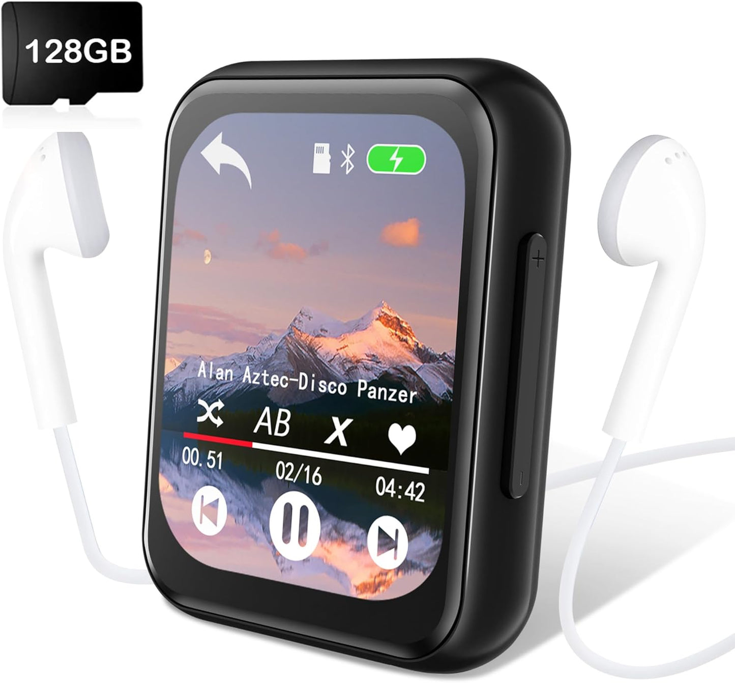AiMoonsa 128GB MP3 5.3, 2.0 Player with Bluetooth Portable Digital Lossless Music Player with Built-in Speaker, in Full