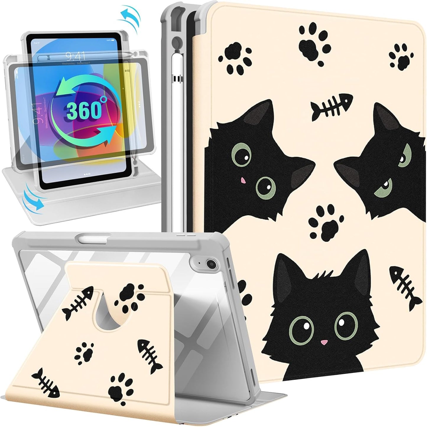 Uppuppy A16 10th 10.9 inch 360 10th 2022/11th 2025 for iPad Case for iPad Generation Case - Degree Rotating Stand Folio