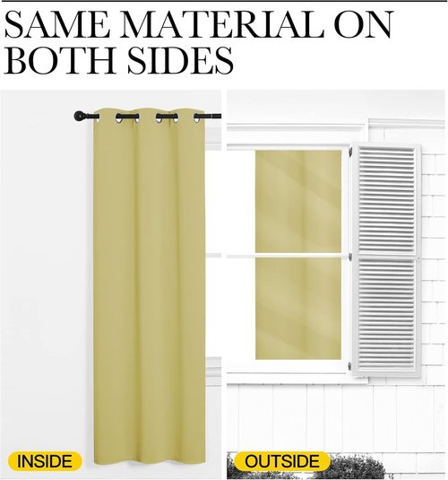 NICETOWN Blackout Curtains for Patio Glass Doors - Privacy Panel Drapes, Paler Yellow, 42" x 90" (1 Pair)