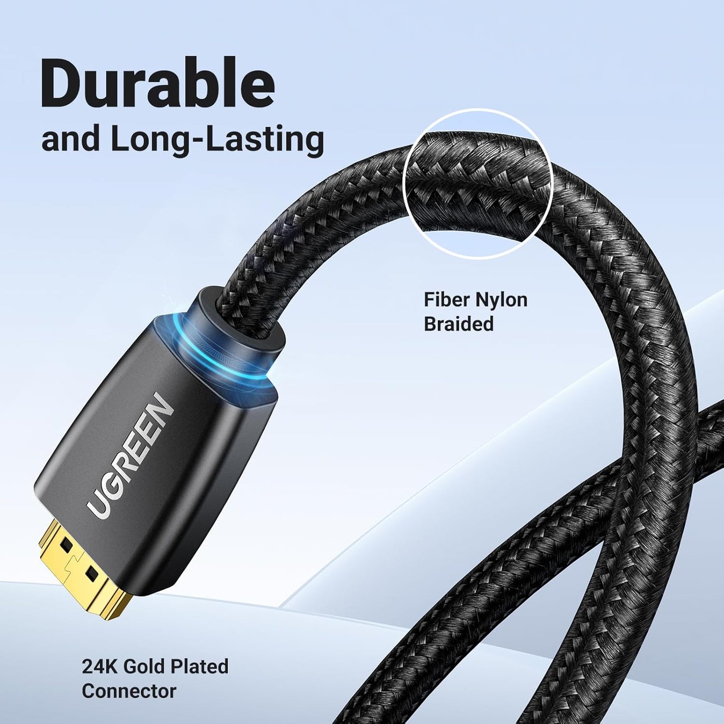 4K 18Gbps 4K 60HZ 360 PS5 PS4 16FT UGREEN HDMI Cable Braided High Speed HDMI Cord with Ethernet Support Compatible