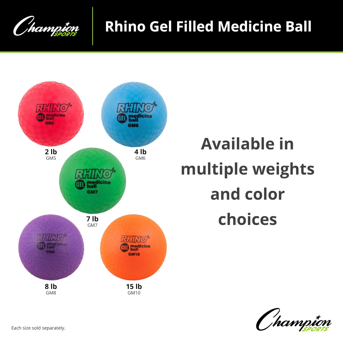 Champion Sports Gel Filled Medicine Ball (Red 2lbs)